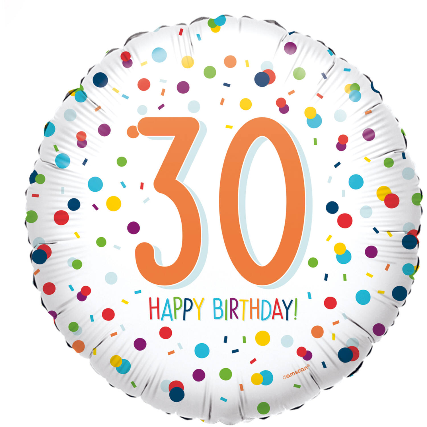 Foil Balloon - "30 HAPPY BIRTHDAY!" - Confetti - 45 cm