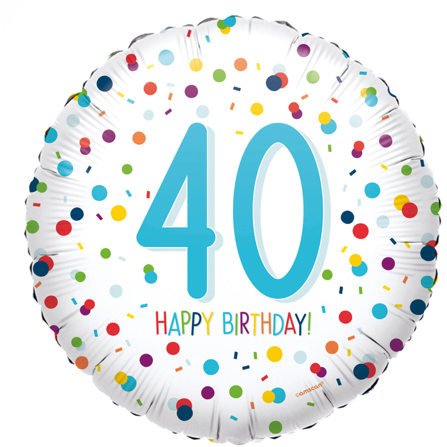 Foil Balloon - "40 HAPPY BIRTHDAY!" - Confetti - 45 cm
