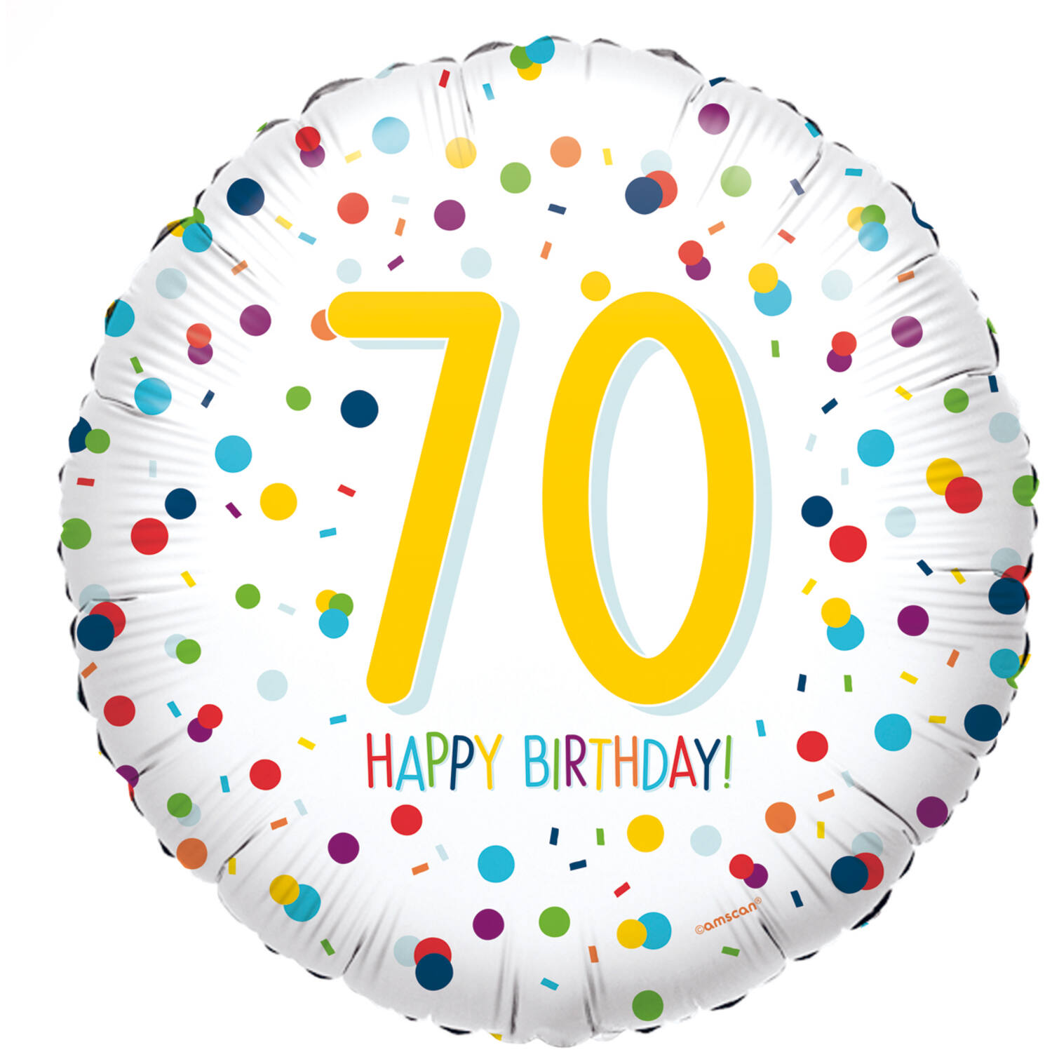 Foil Balloon - "70 HAPPY BIRTHDAY!" - Confetti - 45 cm
