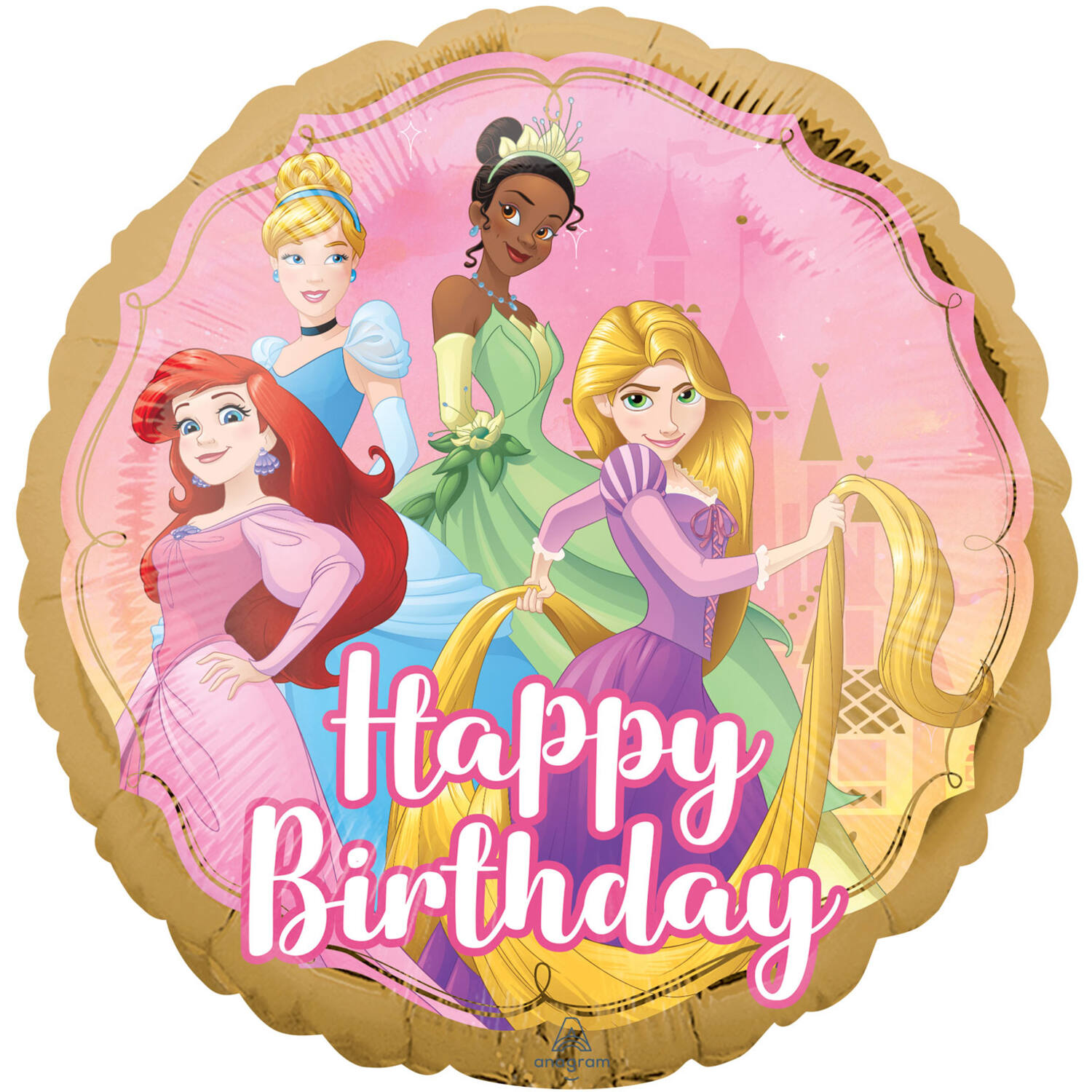 Foil Balloon - "Happy Birthday" - Princess Upon a Time - 45 cm