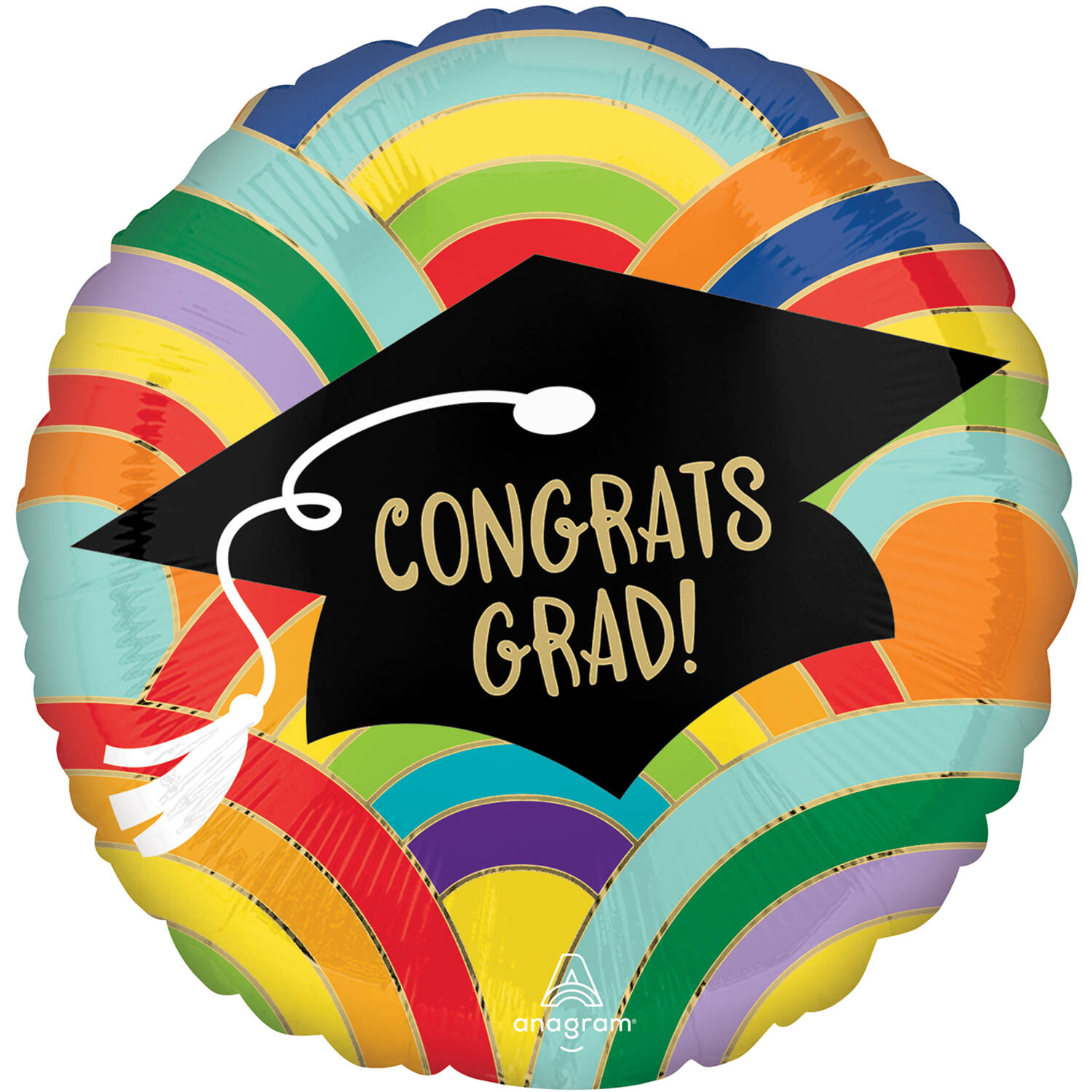 Standard Grad Rainbows All Around Foil Balloon S40 Packaged 43 cm