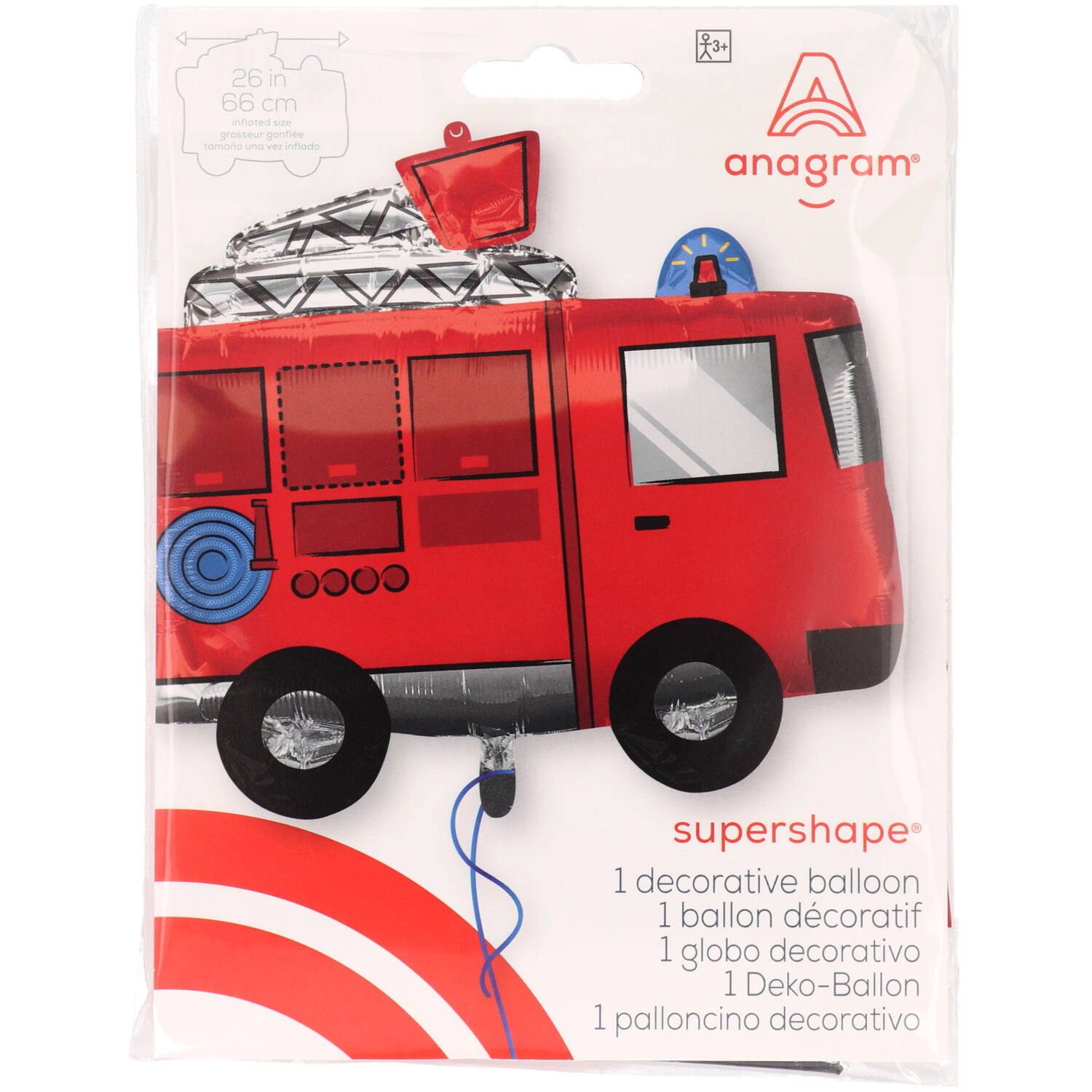 Foil Balloon - Shape - Fire Truck - 66 x 55 cm