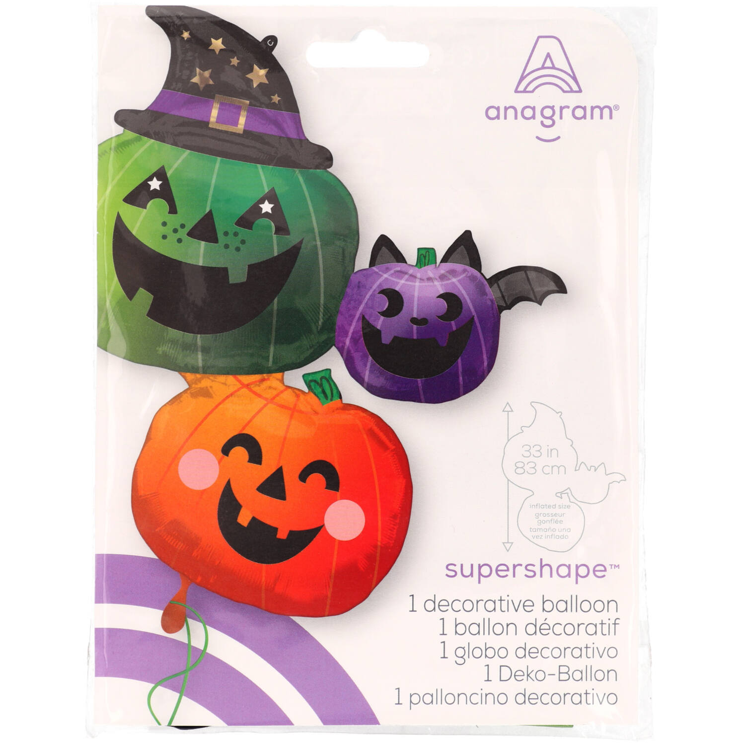 Foil Balloon - Shape - Pumpkins - Fun & Spooky  - 73 x 83 cm