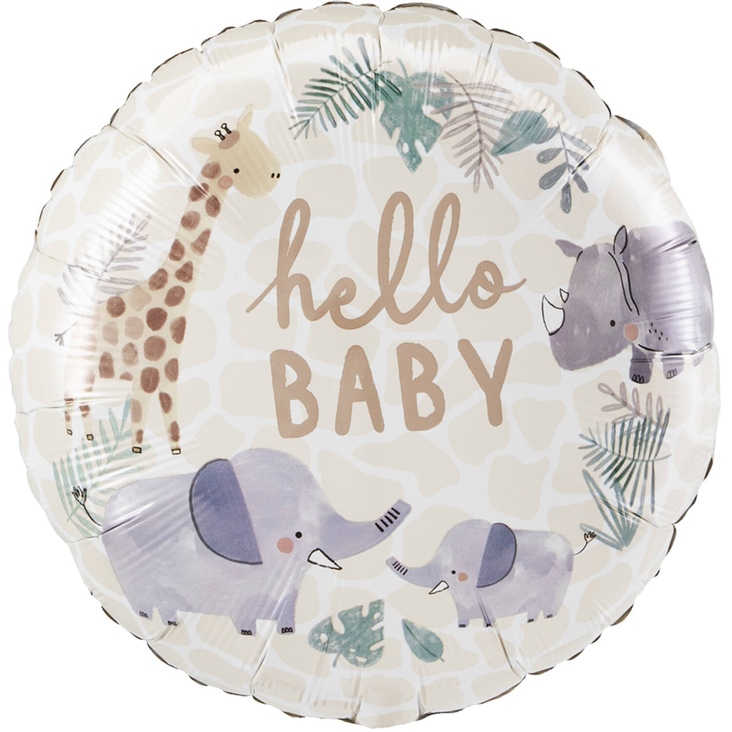 Foil Balloon - "hello BABY" - Satin Soft Jungle Baby - 45 cm