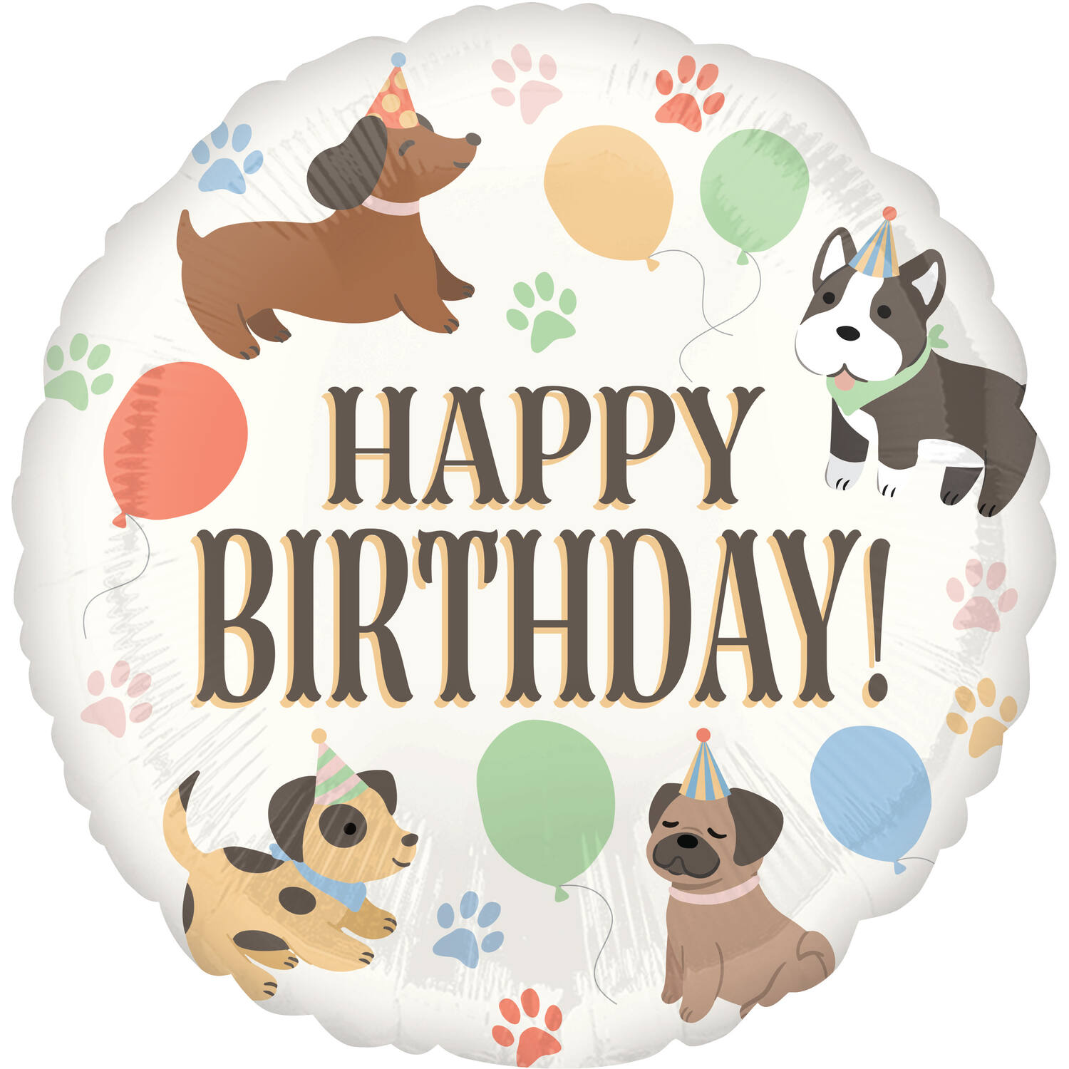 Foil balloon - "HAPPY BIRTHDAY" - Pawsome Party - 45 cm