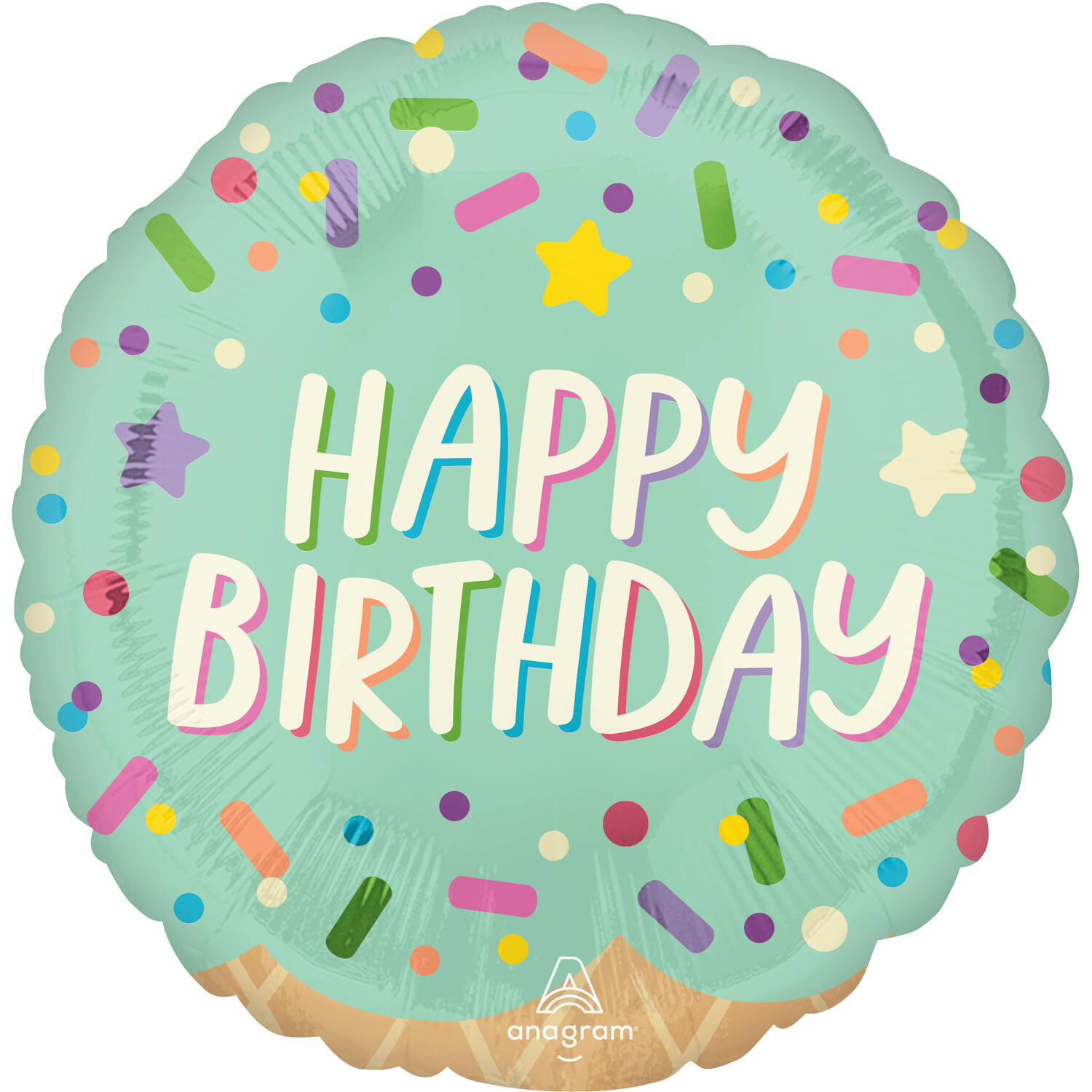 Foil Balloon - "HAPPY BIRYHDAY" - Ice Cream Party - 45 cm