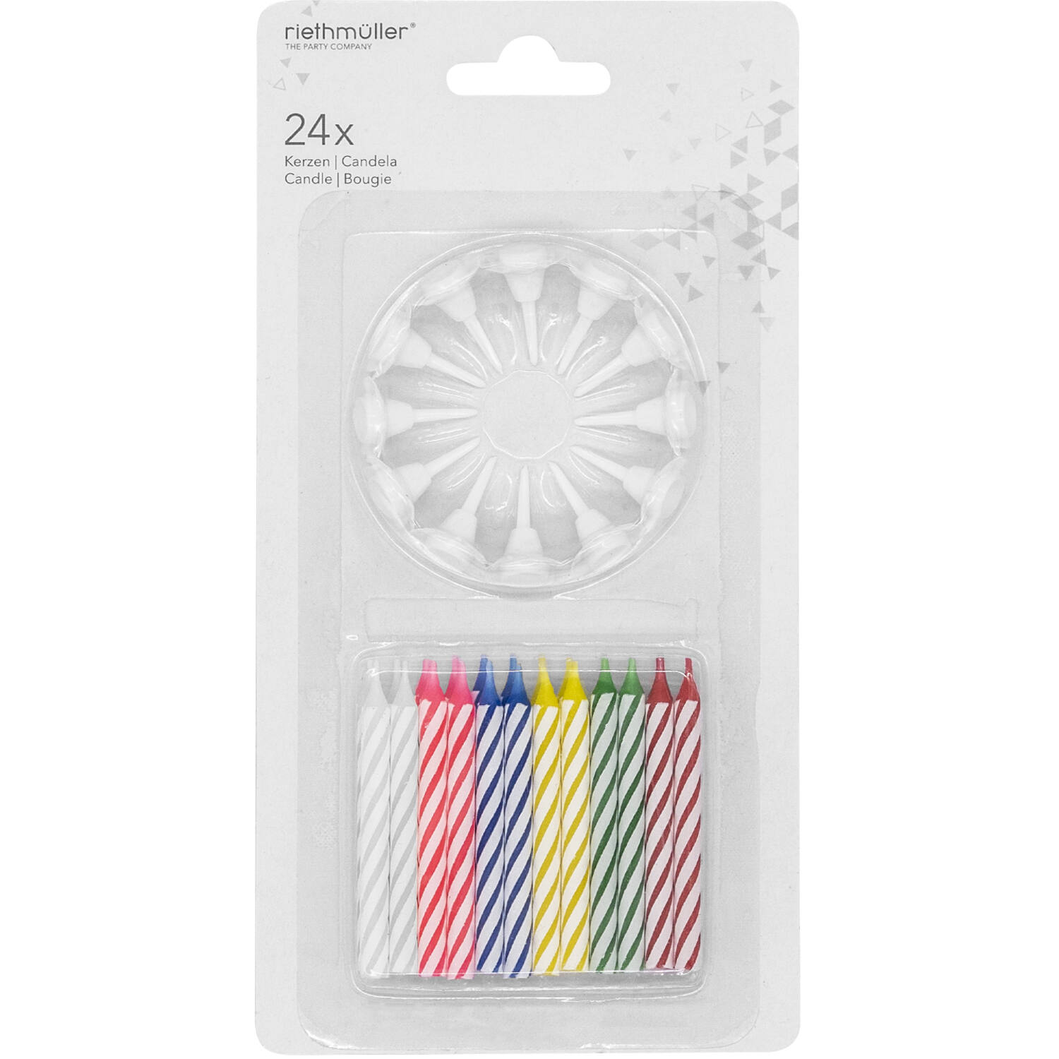 24 Spiral Candles With 12 Holders 6-Colour Assorted Height 6.3 cm