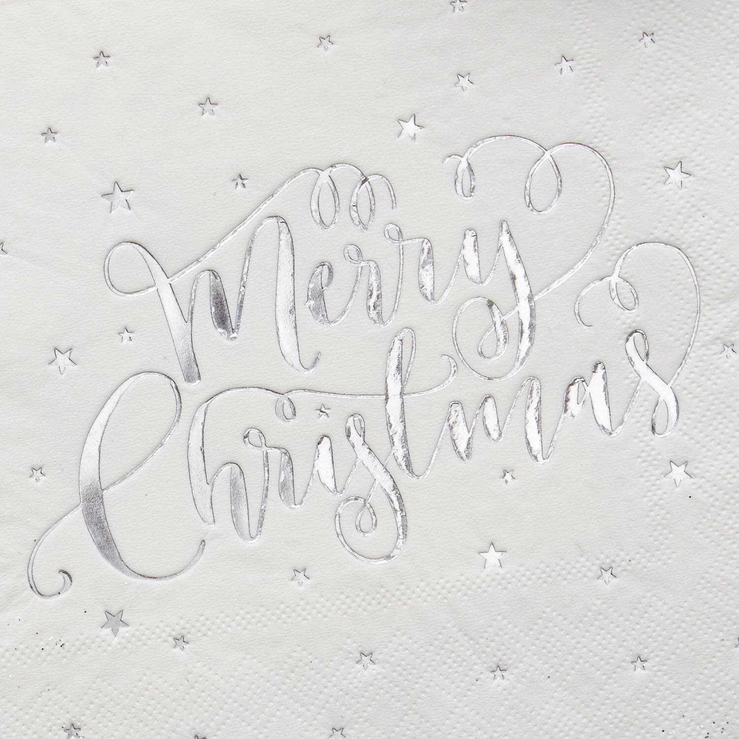 Paper Napkins - Foiled - Merry Christmas - Silver