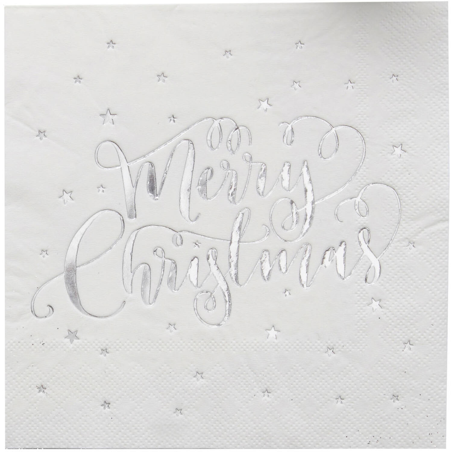 Paper Napkins - Foiled - Merry Christmas - Silver