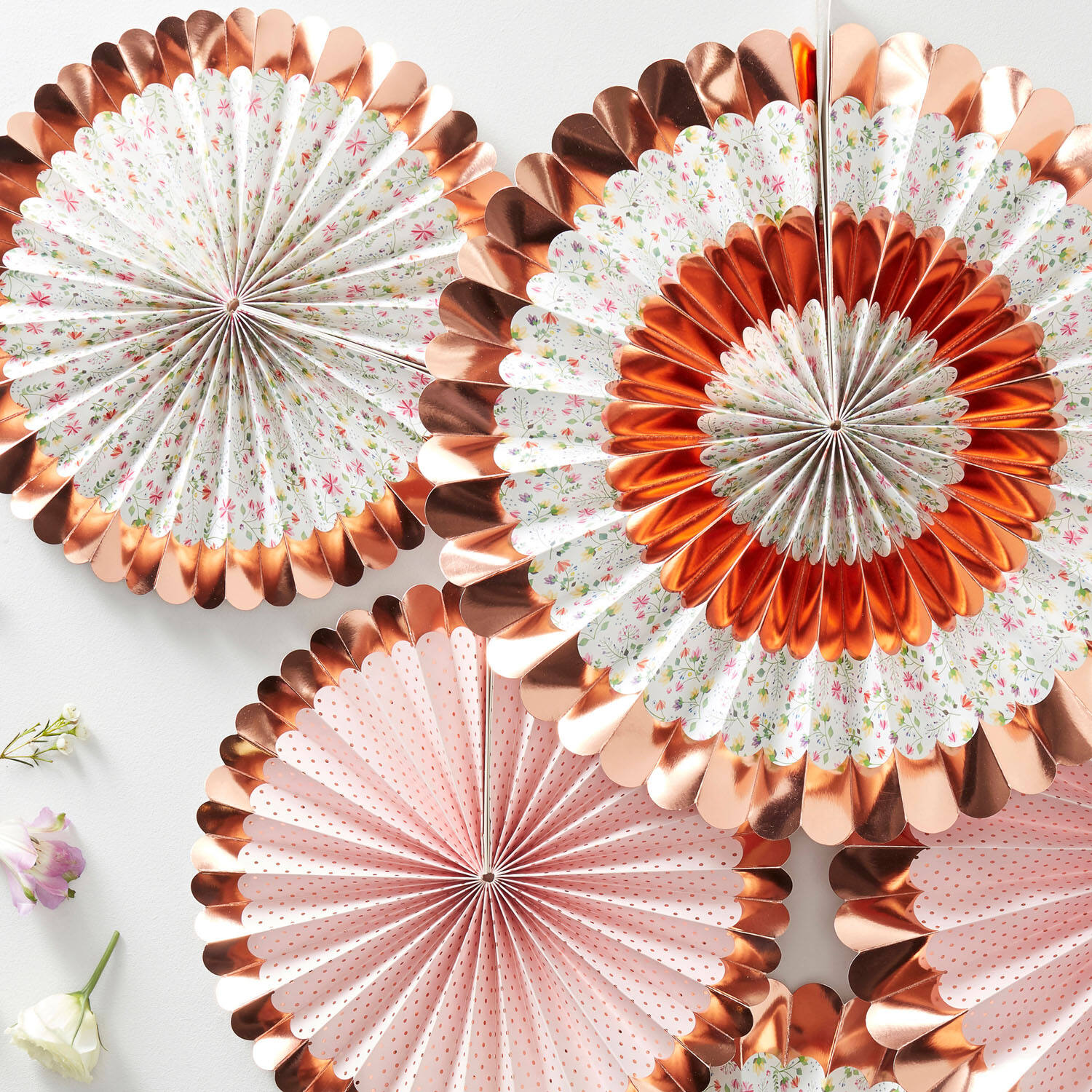 Fan Decorations - Floral - 5 P