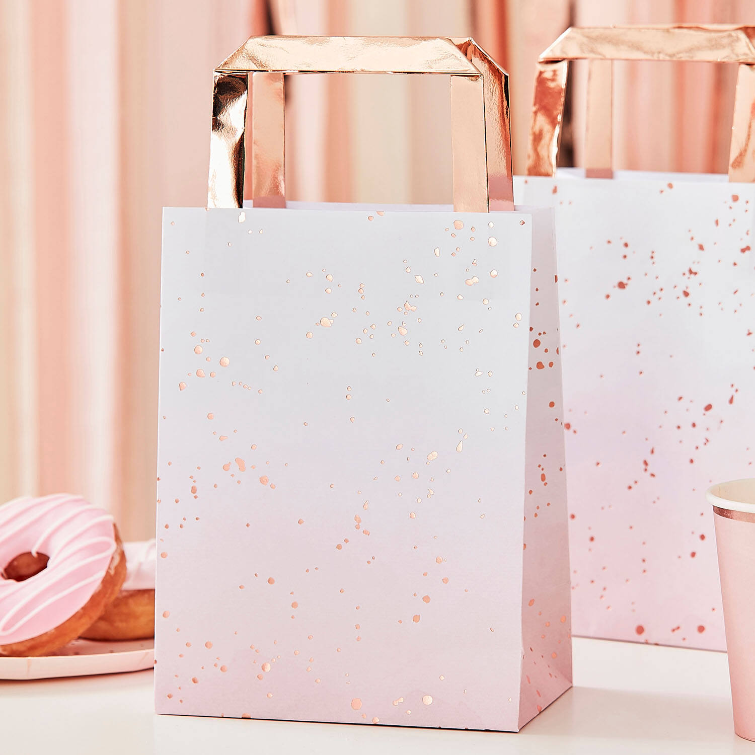 Rose Gold Foiled Pink Watercolour Party Bag