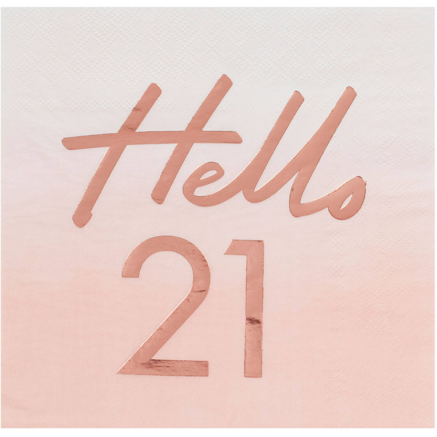 Rose Gold Foiled Watercolour Napkin - Hello 21