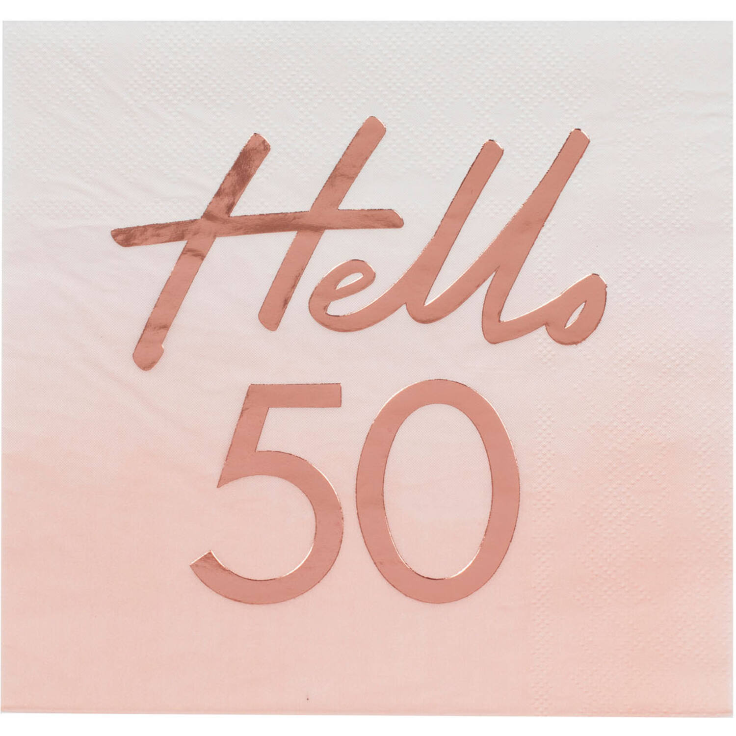 Rose Gold Foiled Watercolour Napkin - Hello 50