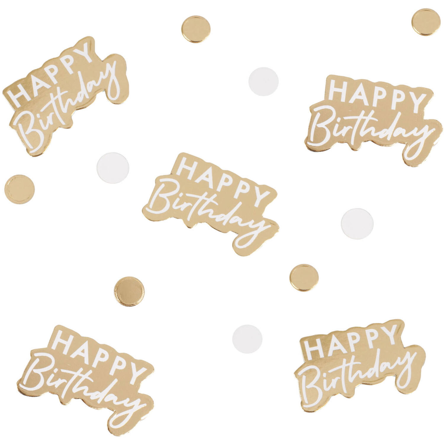 gold and white happy birthday confetti