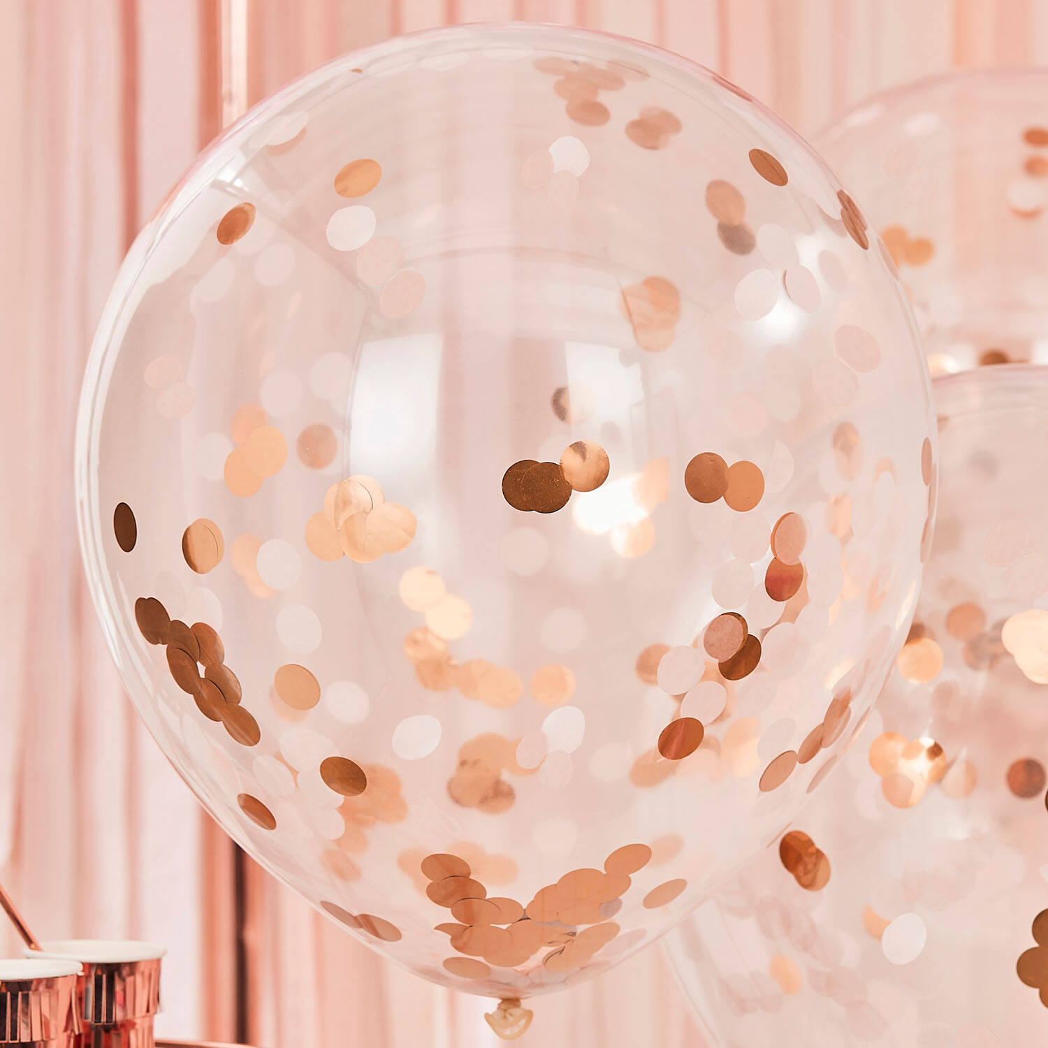 Giant Rose Gold and Blush confetti balloons