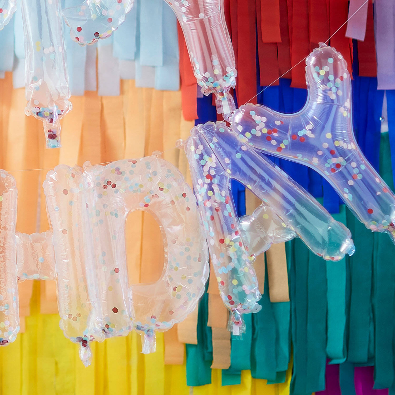 Balloon Bunting - Brights Confetti Clear Foil