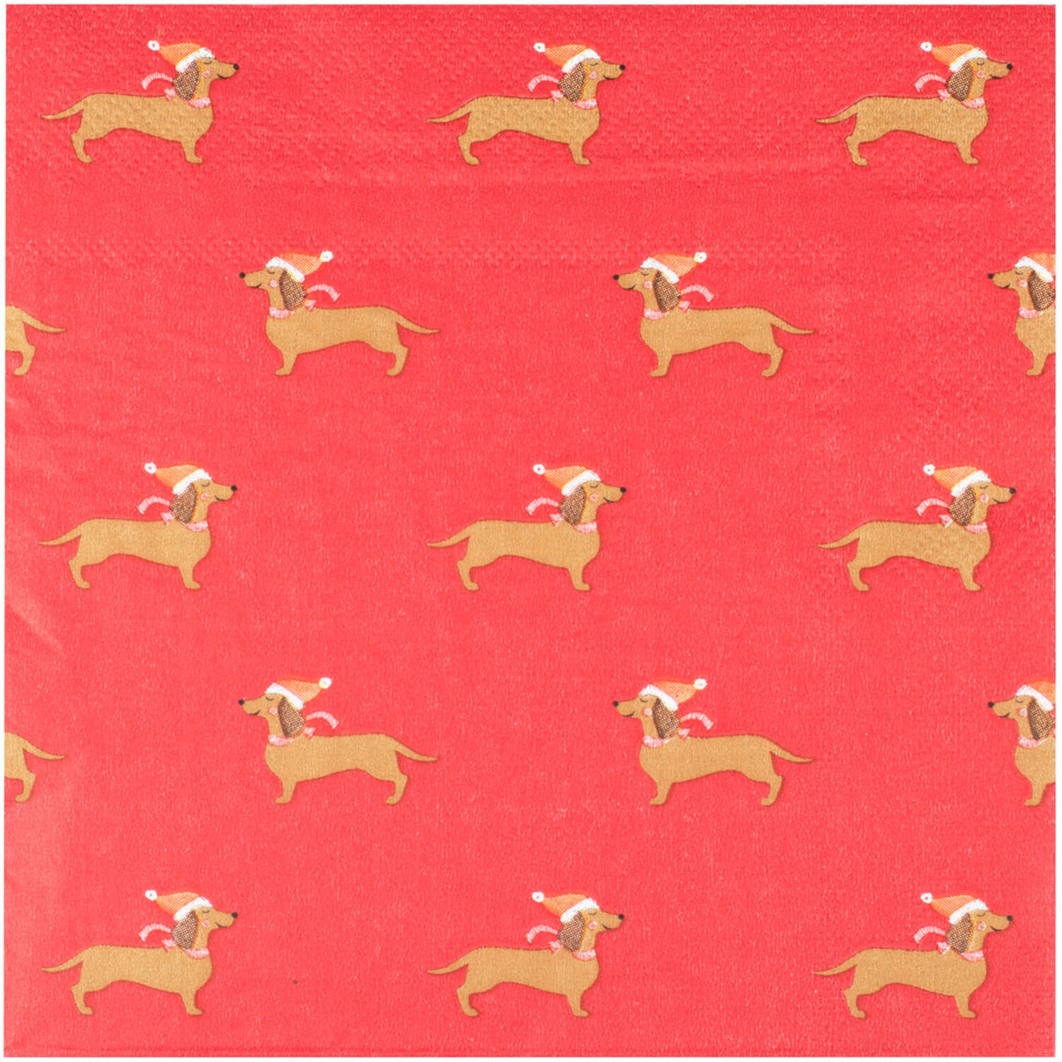 Napkin - Red - Festive Sausage Dog