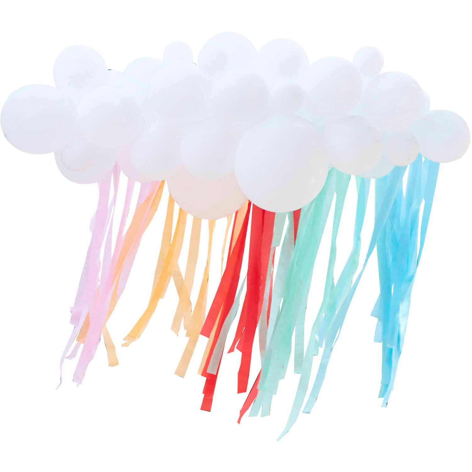 Balloon Backdrop - Balloon Garland and Streamers - White and Brights
