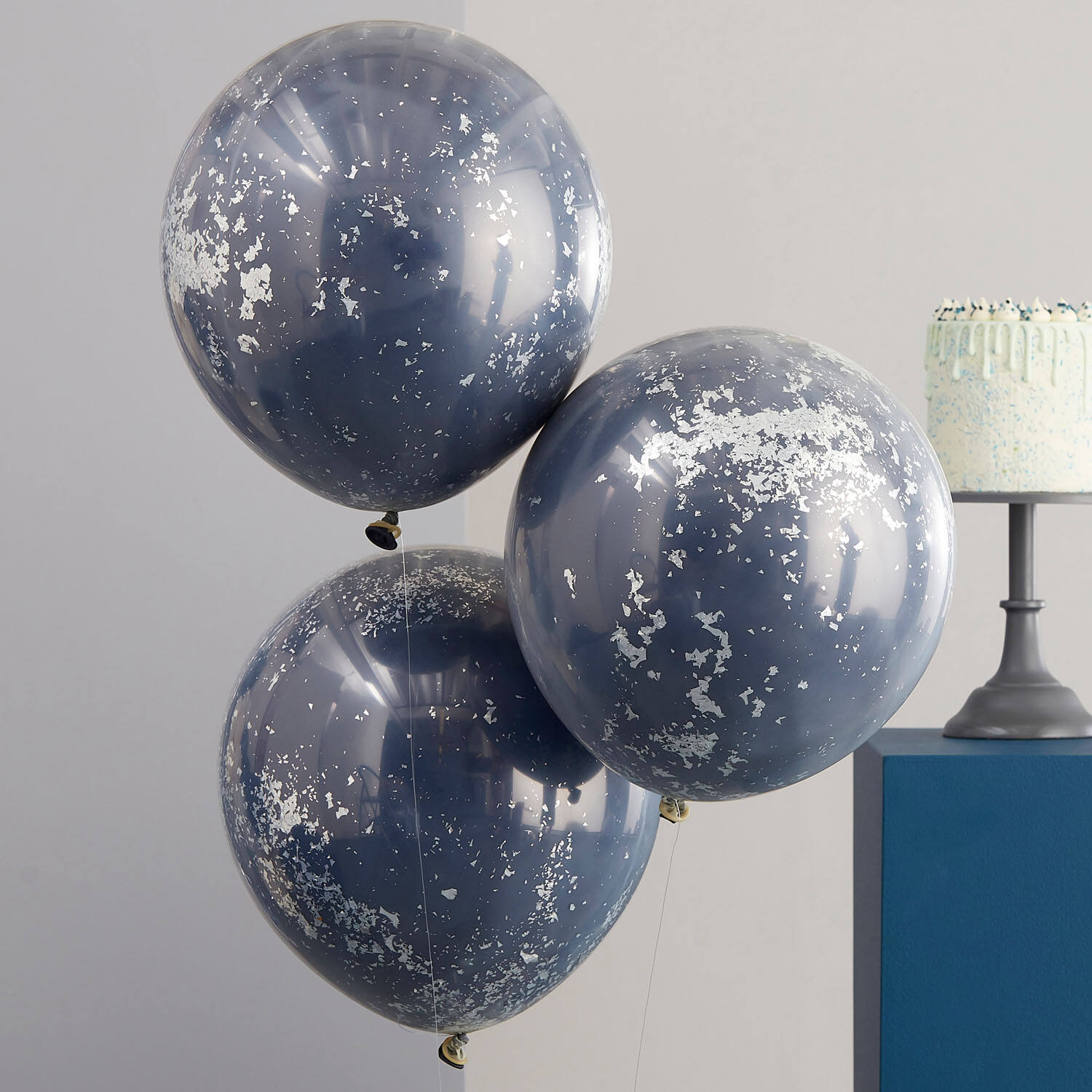 Balloon Bundle - Double Stuffed - Navy with Silver Shred