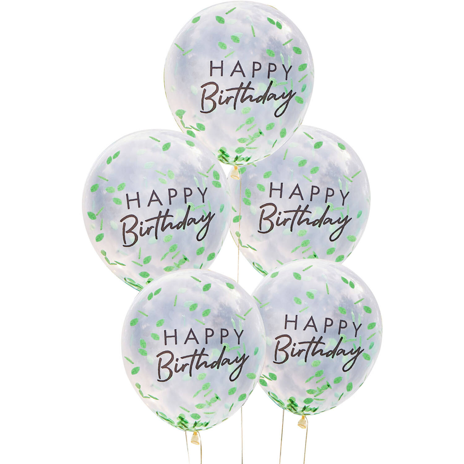 Balloon Bundle - Happy Birthday - Leaf Confetti Filled