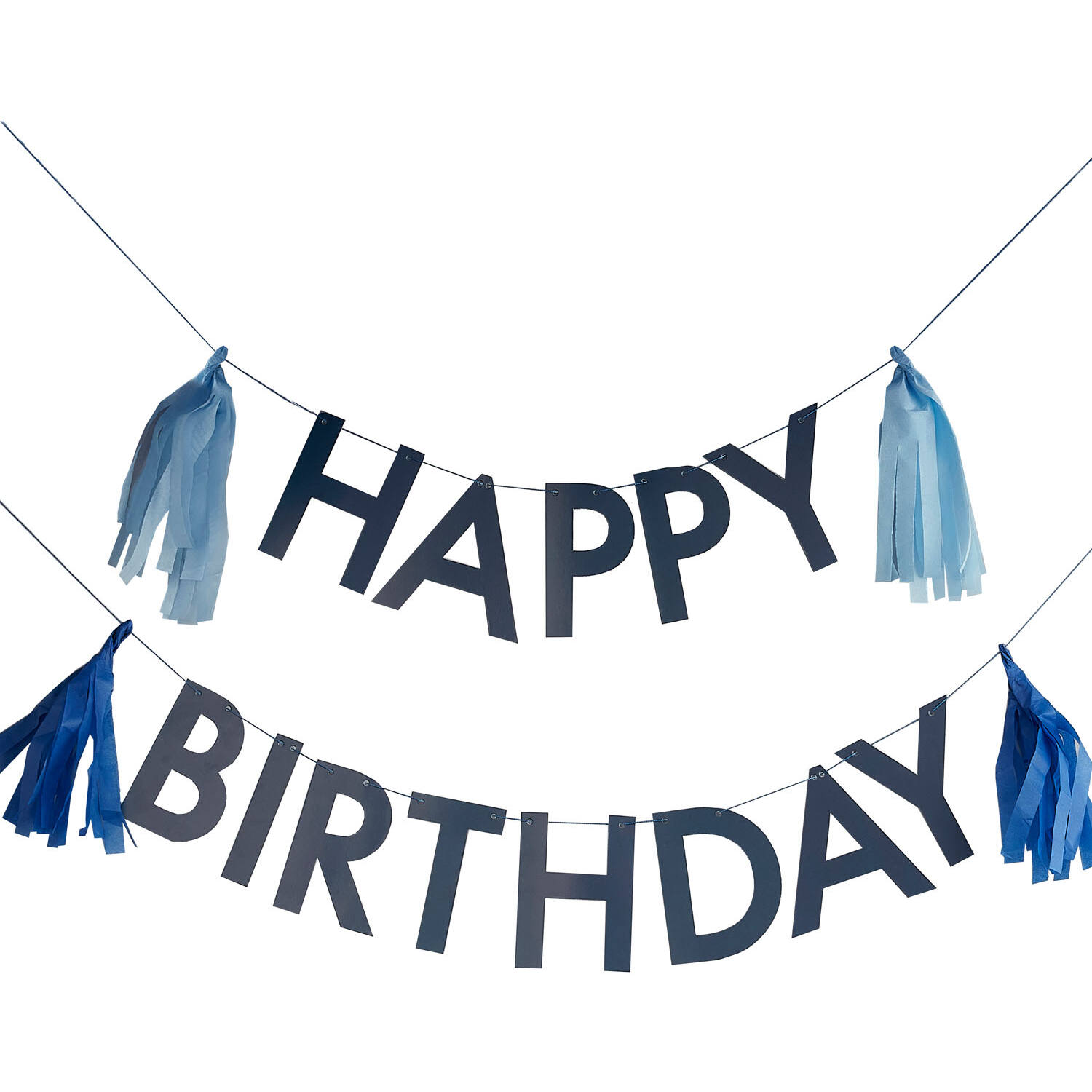 Bunting - Happy Birthday with Tassels - Blue