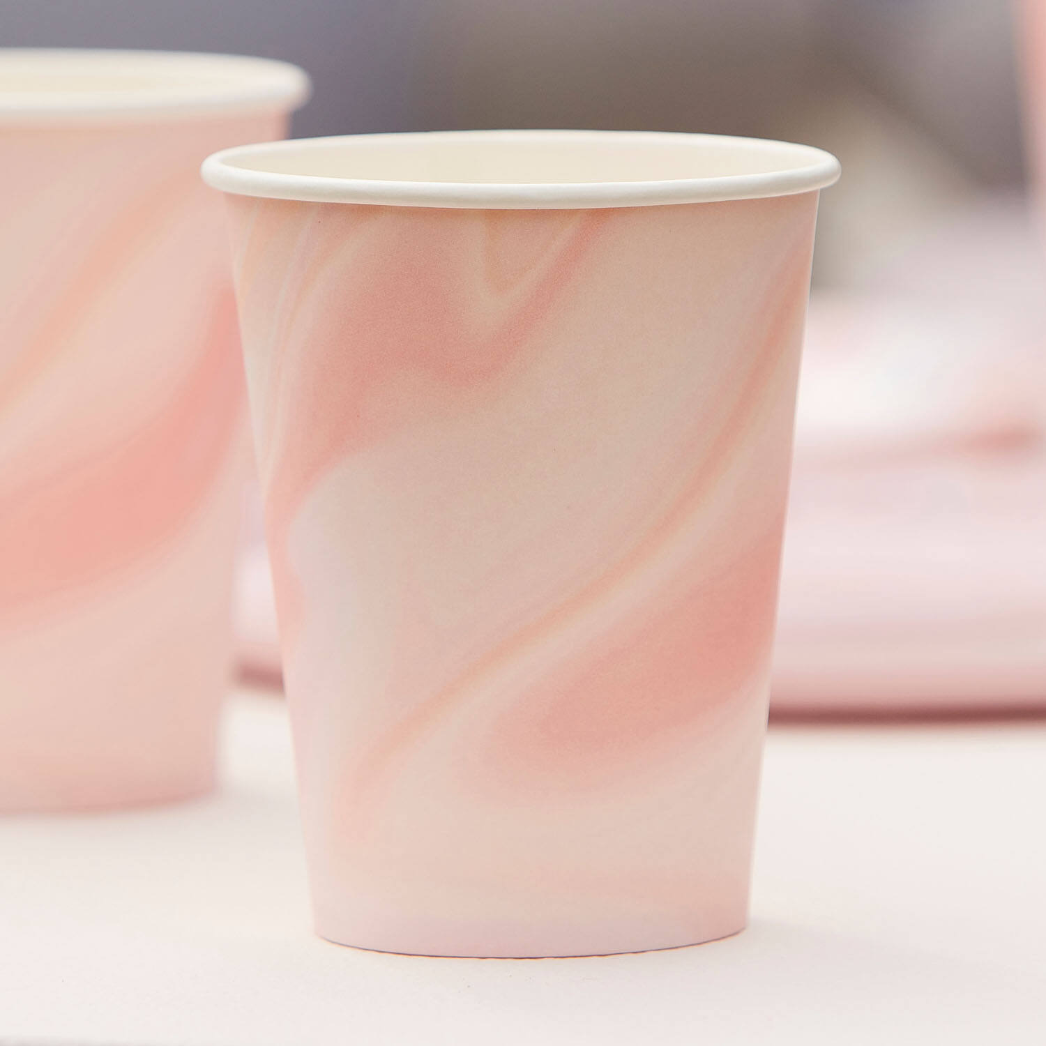 Eco Paper Cups - Marble - Pink