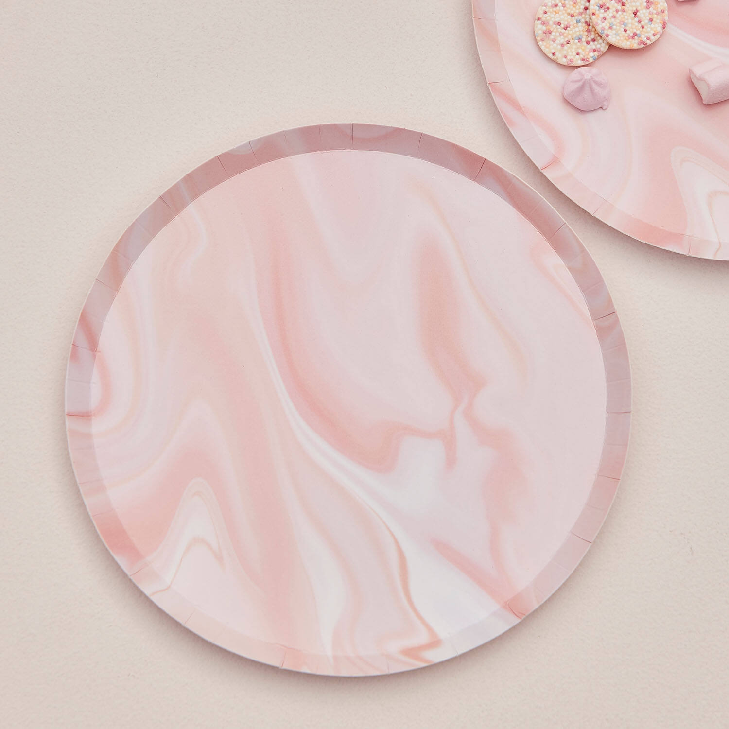 Eco Paper Plates - Marble - Pink