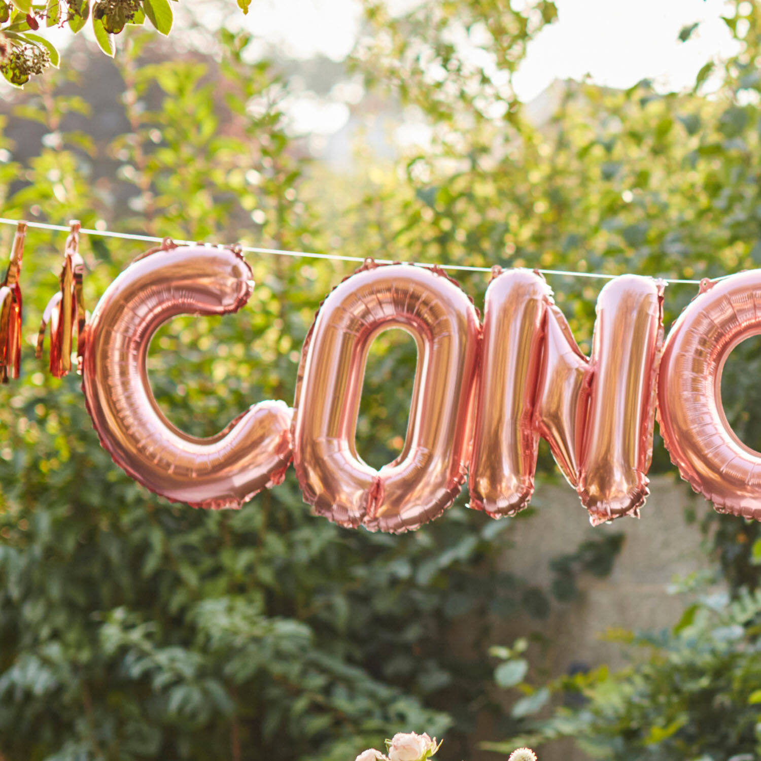 Balloon Bunting - Congrats with PET Tassels - Rose Gold