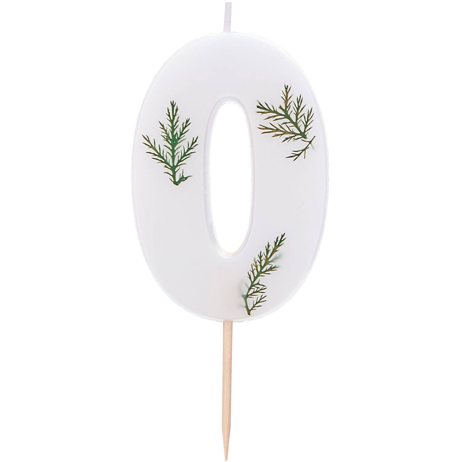 Candle - Number 0 - Pressed Foliage