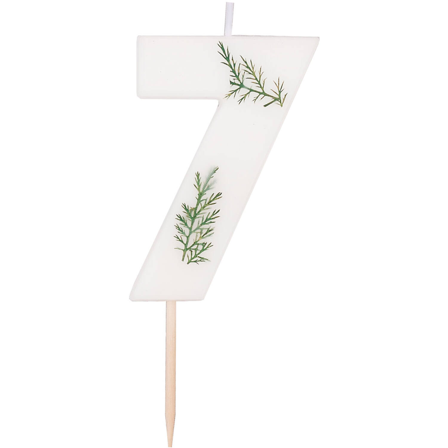 Candle - Number 7 - Pressed Foliage