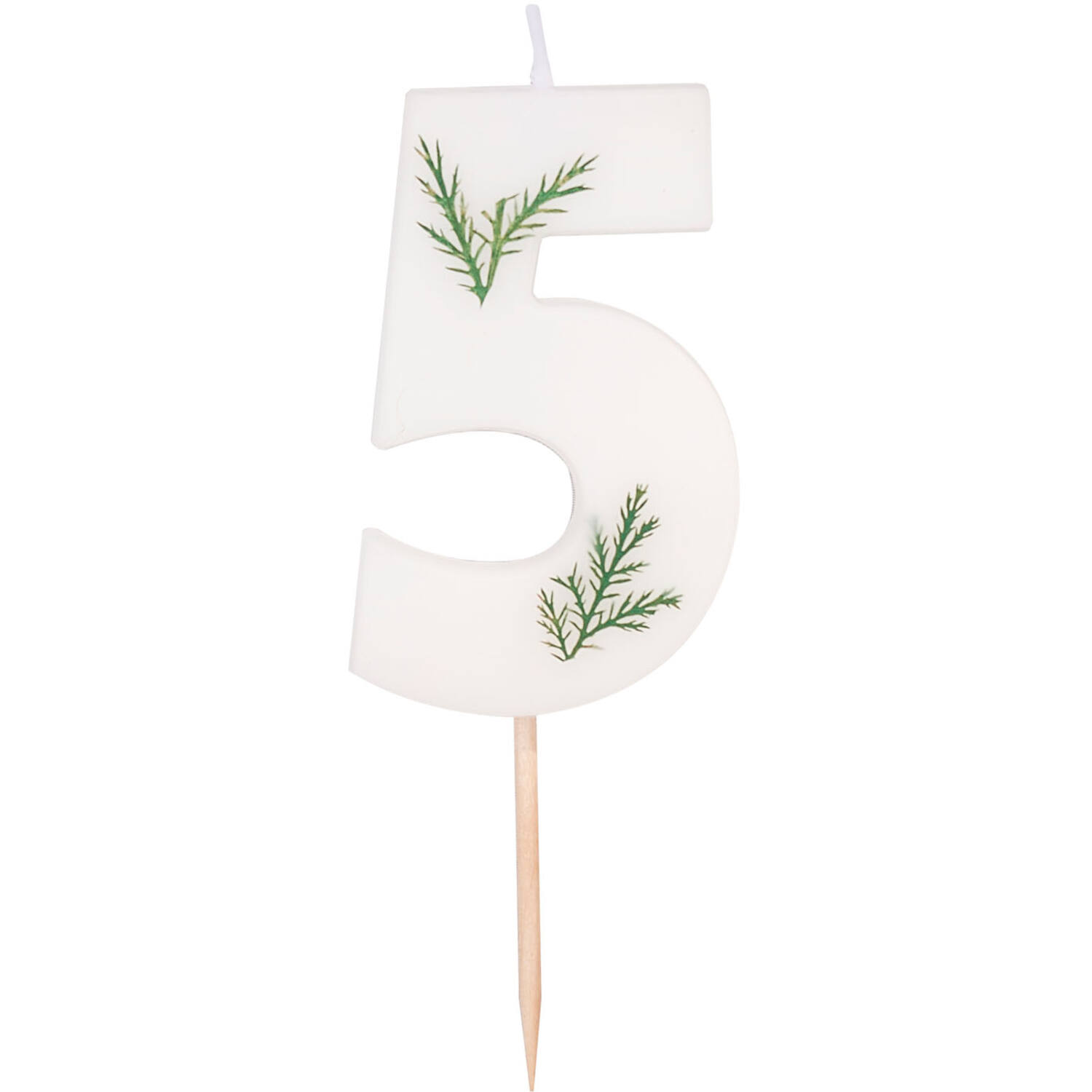 Candle - Number 5 - Pressed Foliage