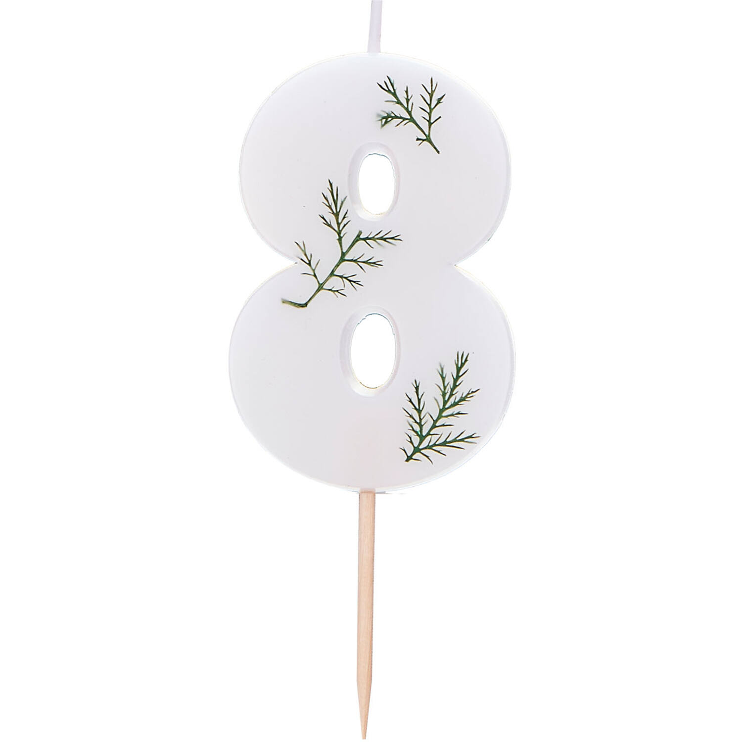Candle - Number 8 - Pressed Foliage