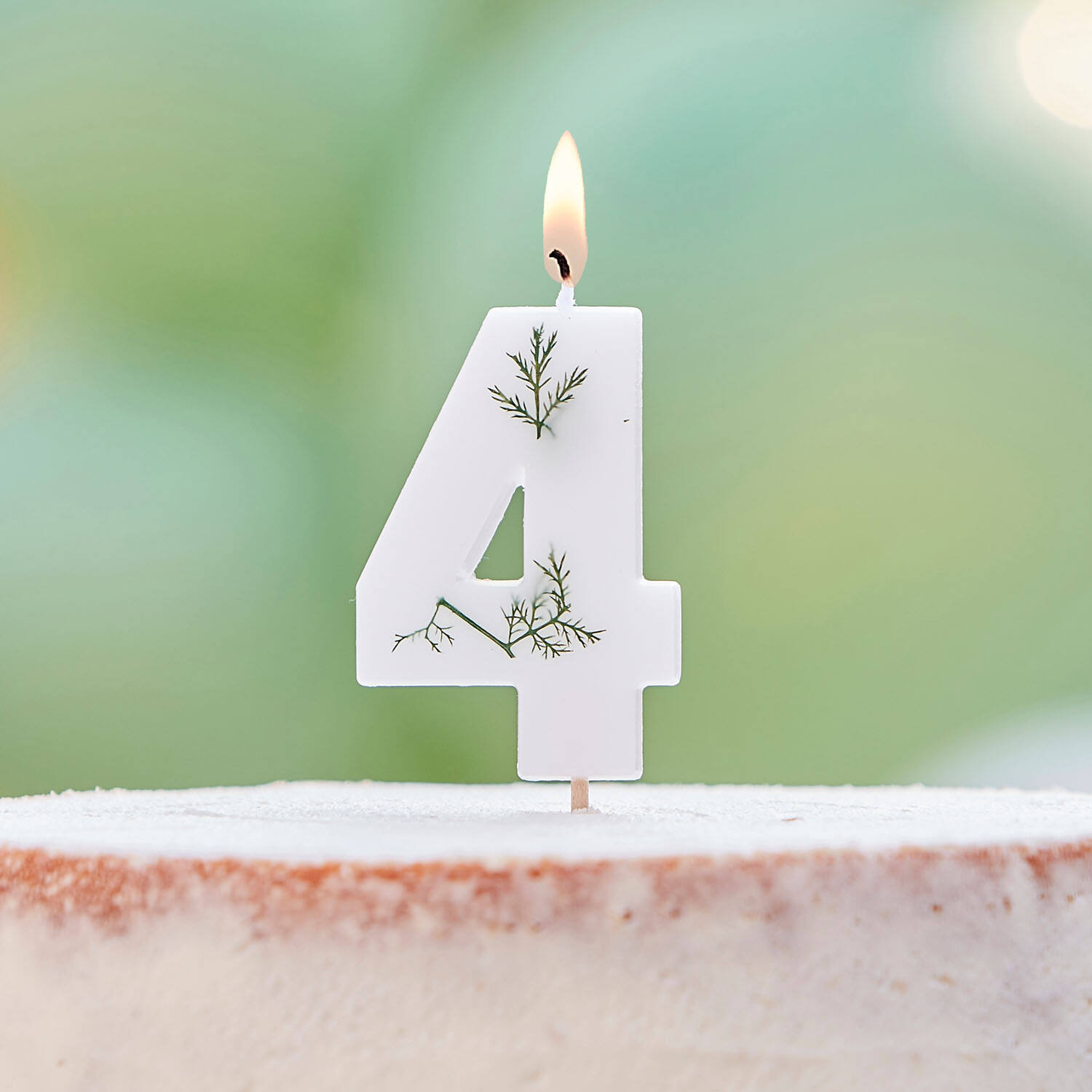Candle - Number 4 - Pressed Foliage
