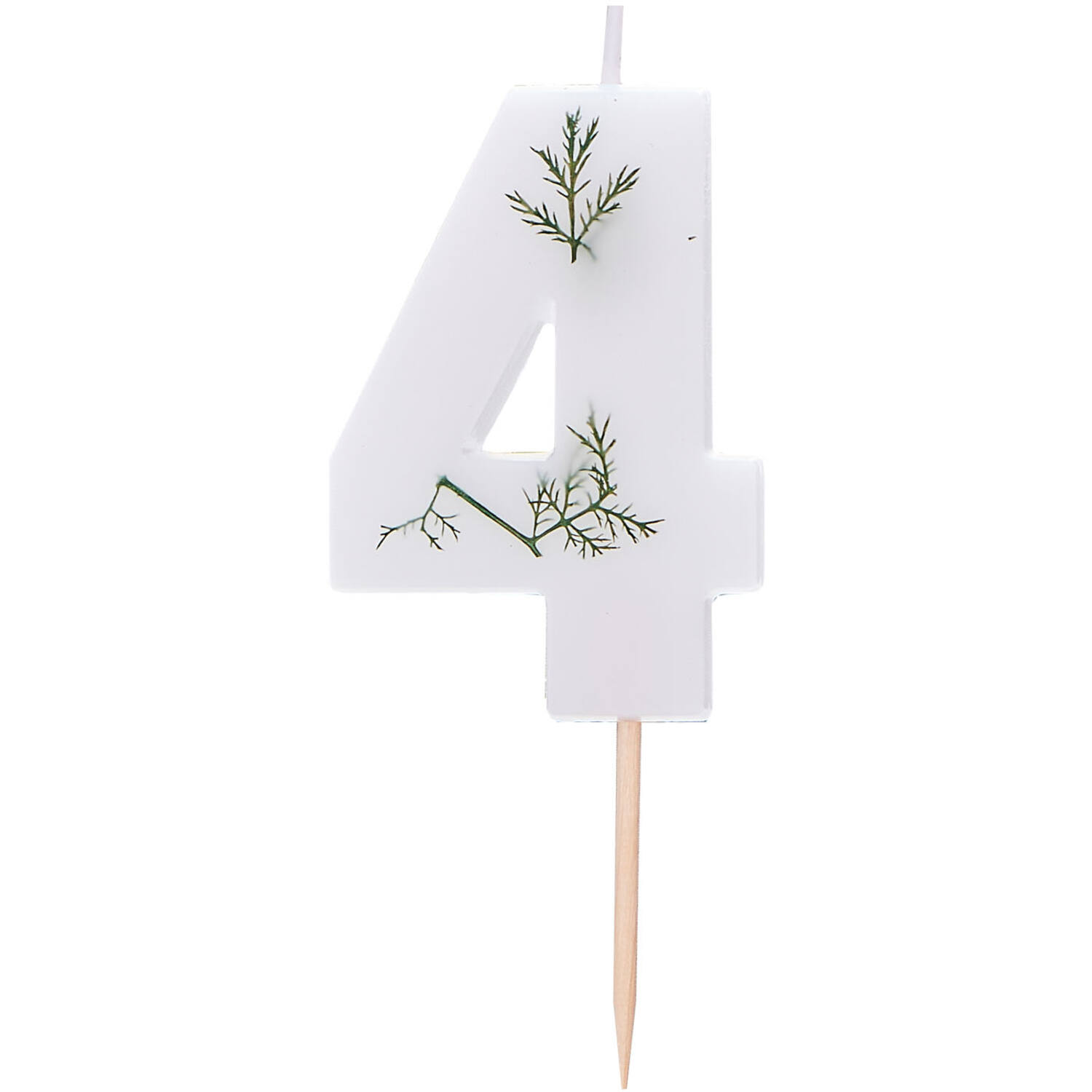 Candle - Number 4 - Pressed Foliage