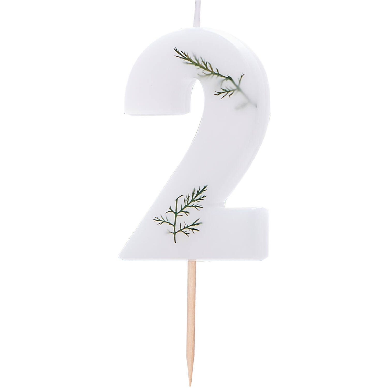 Candle - Number 2 - Pressed Foliage