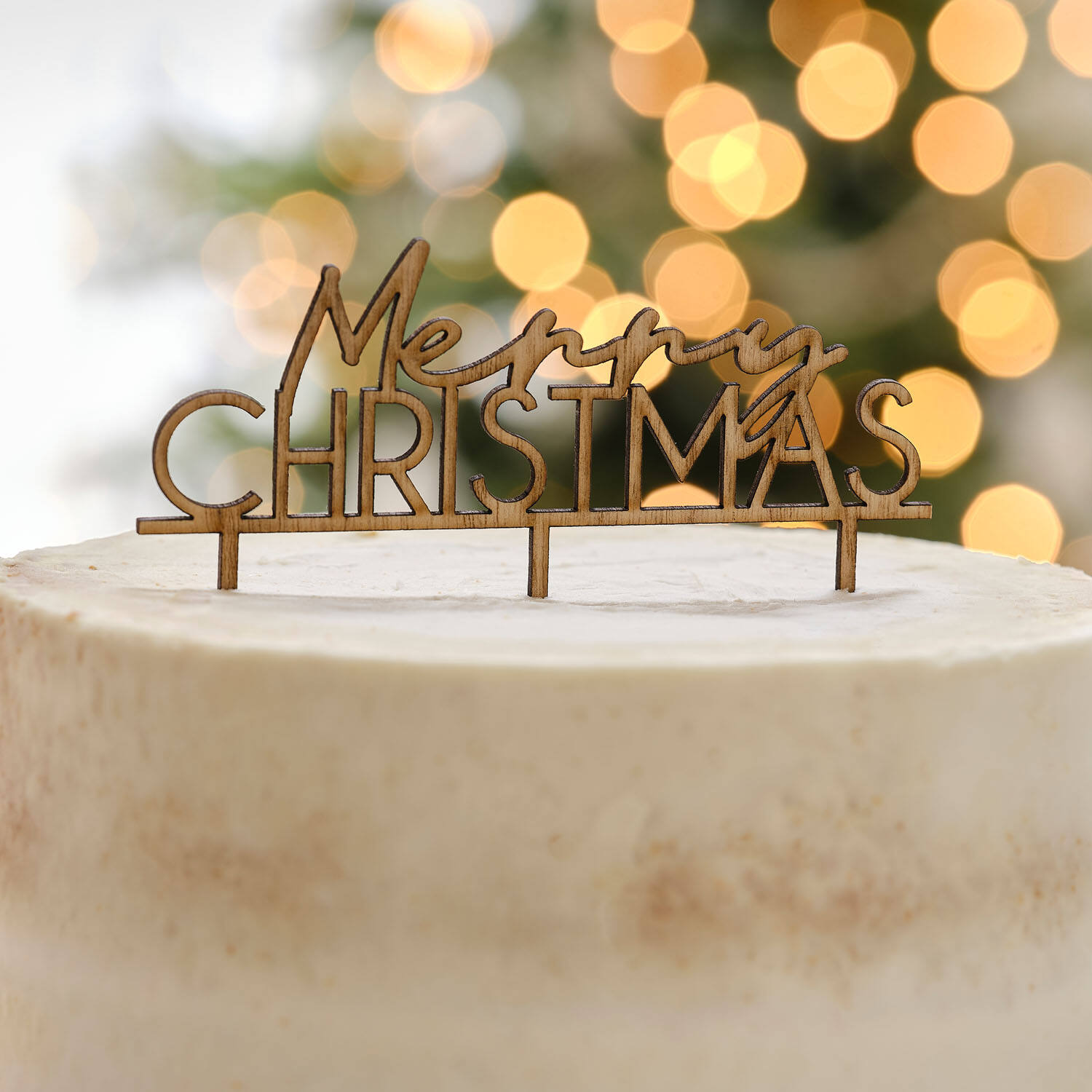 Cake Topper - Merry Christmas - Wood