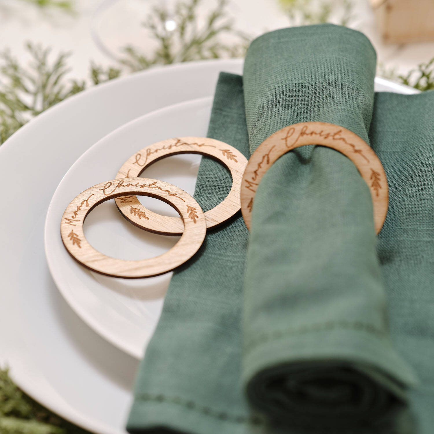 Napkin Ring - Merry Christmas Burnt Out Wood