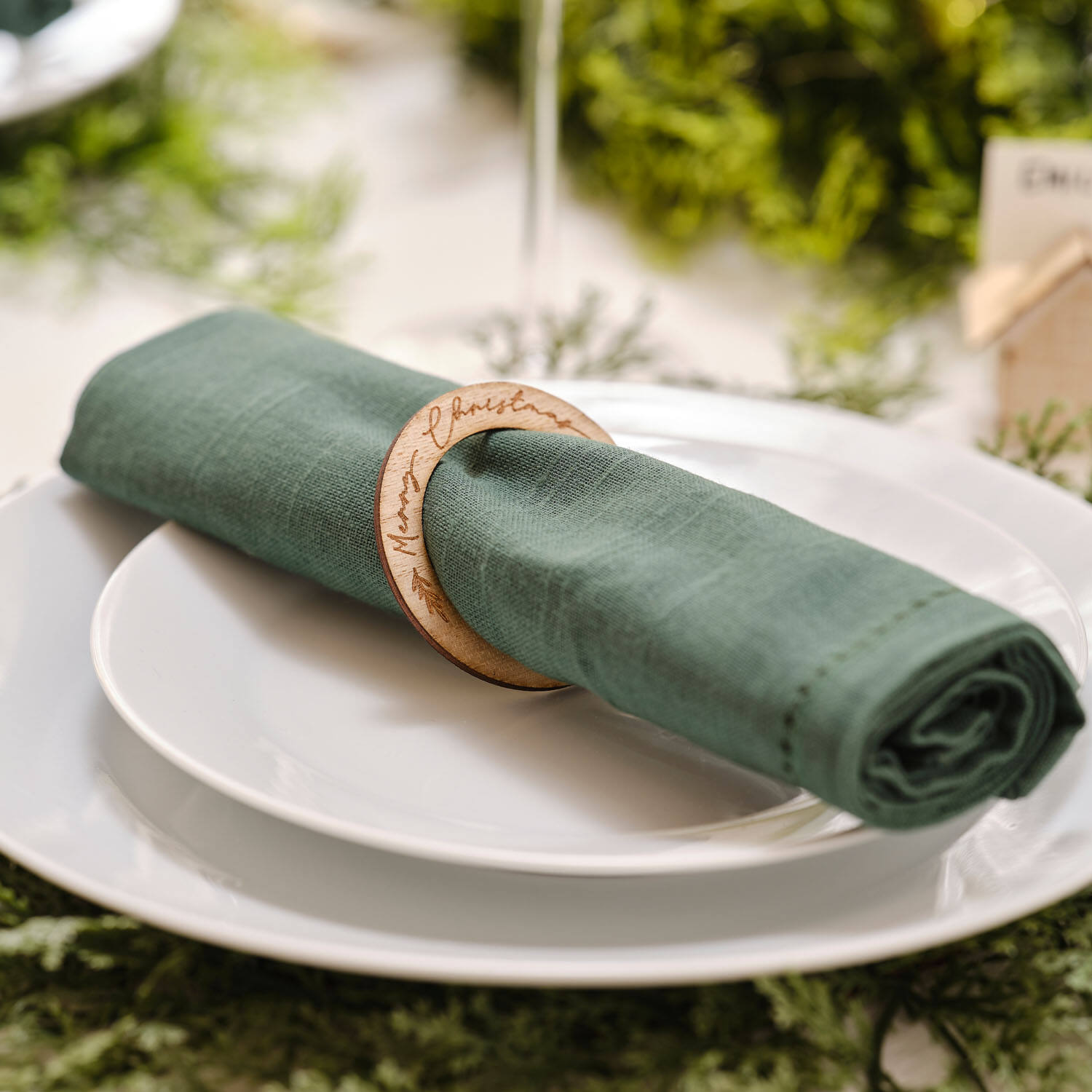 Napkin Ring - Merry Christmas Burnt Out Wood