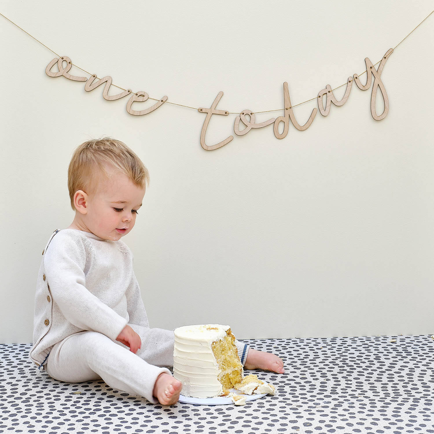 'One Today' Wooden Bunting