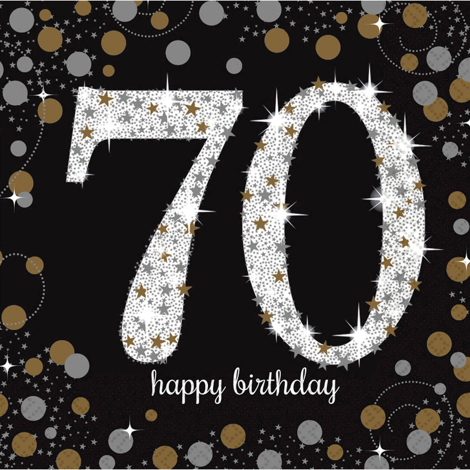 16 Napkins 70 Sparkling Celebration - Silver & Gold 33 x 33 cm
