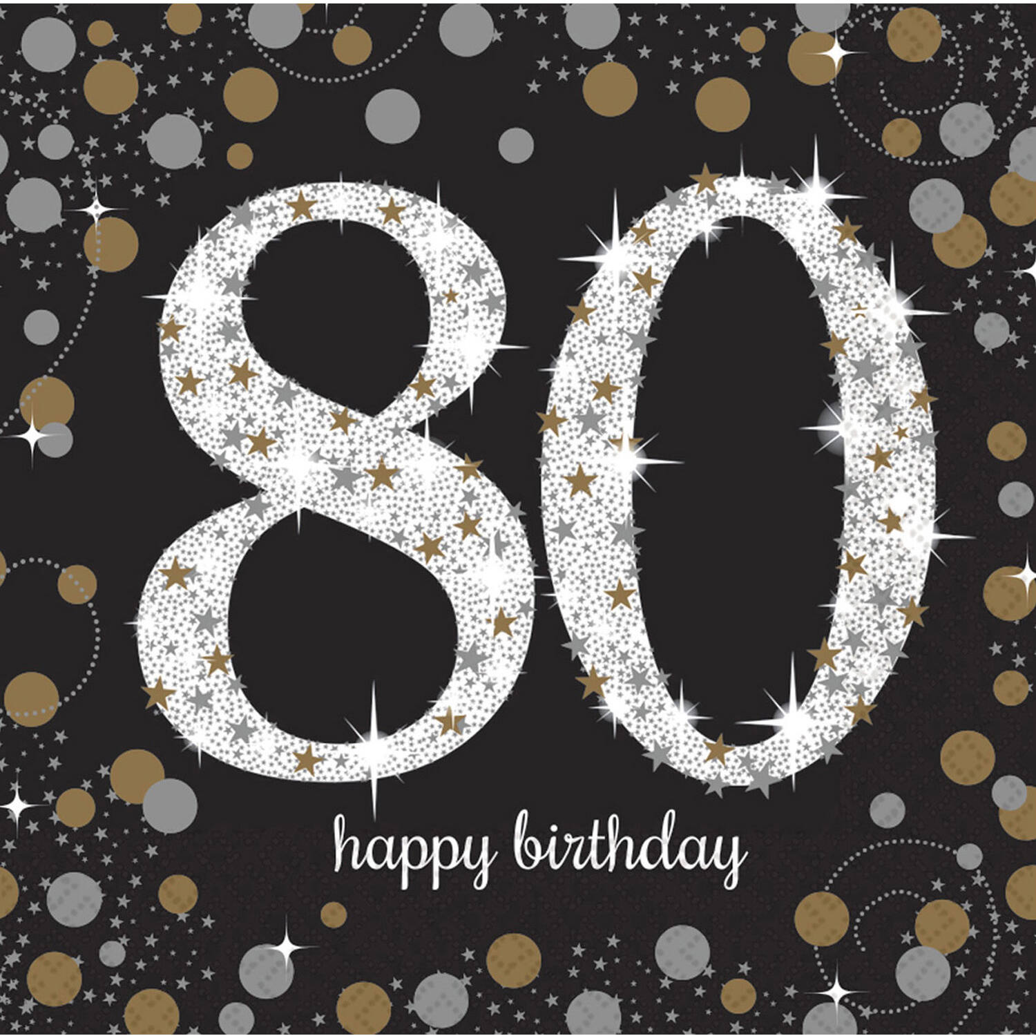 16 Napkins 80 Sparkling Celebration - Silver & Gold 33 x 33 cm