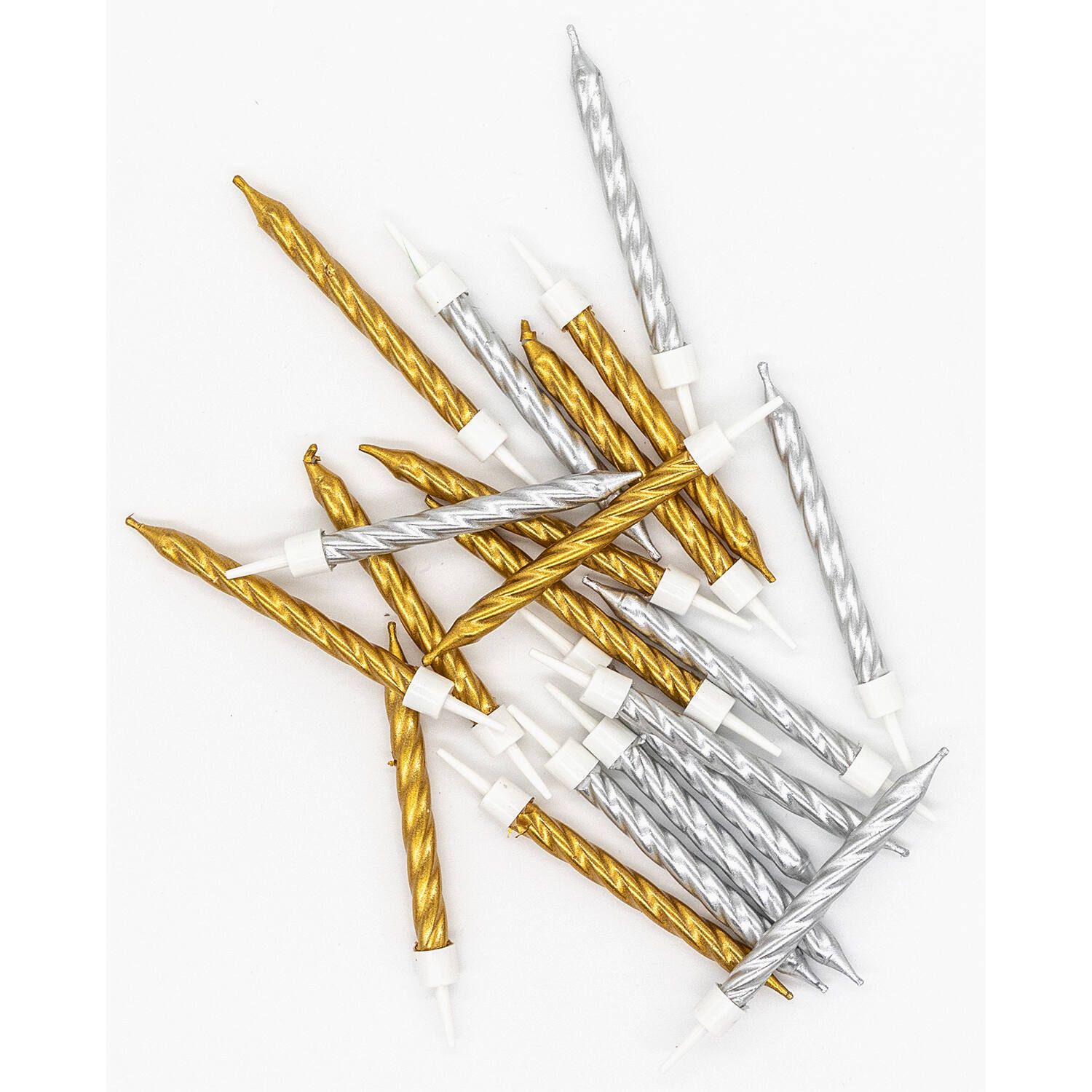 10 Spiral Candles Gold / Silver Height 6.3 cm
