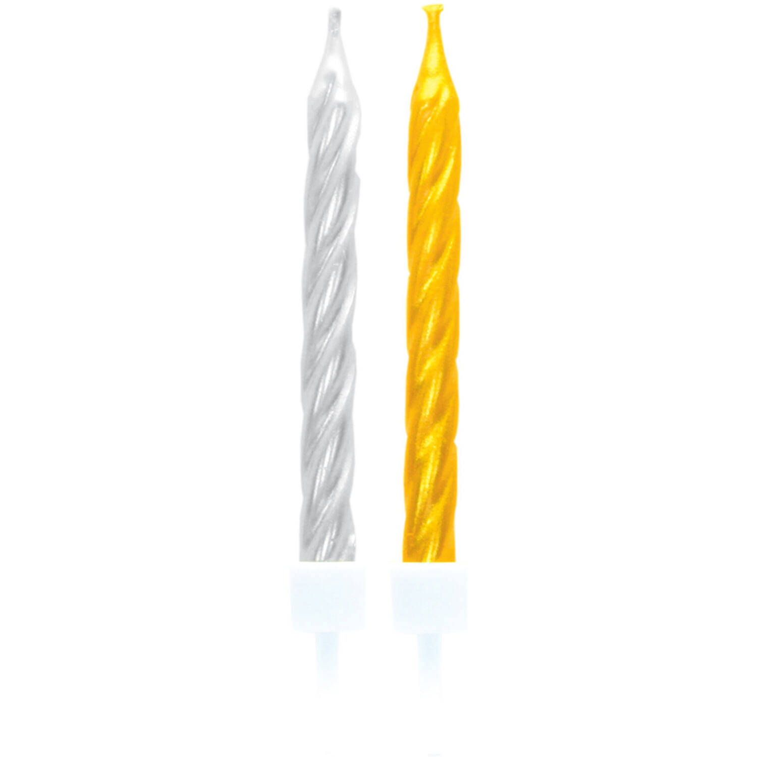 10 Spiral Candles Gold / Silver Height 6.3 cm