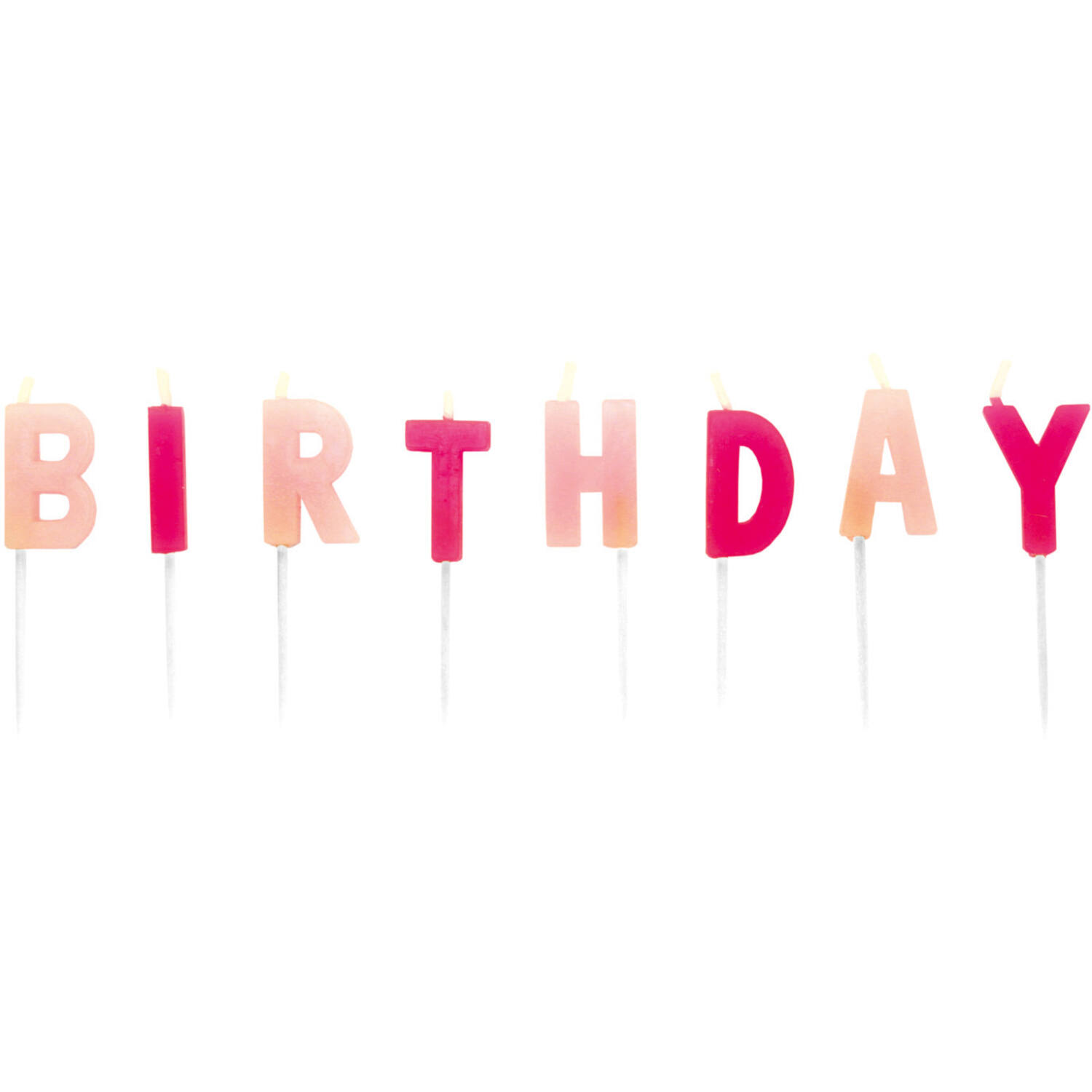 13 Letter Candles Happy Birthday Pink Height 7 cm