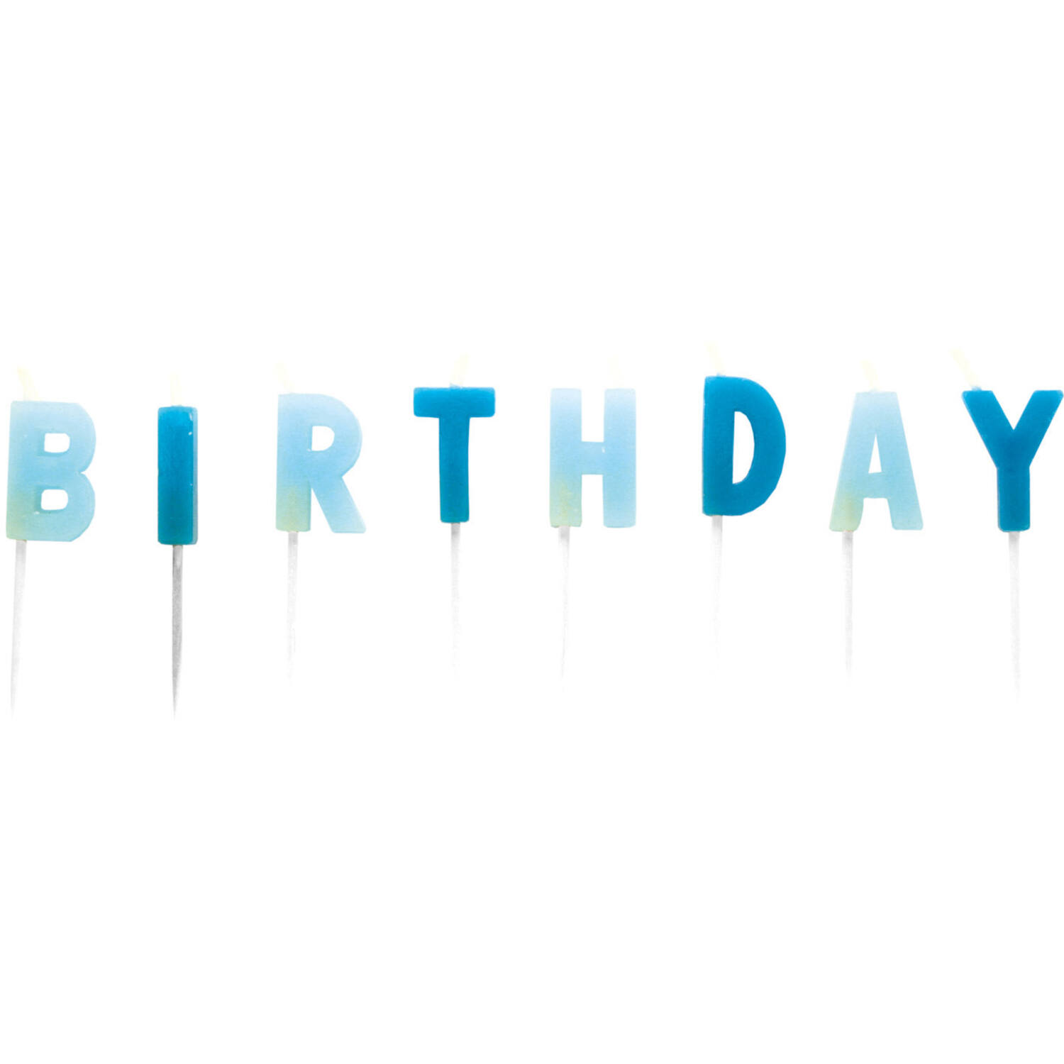 13 Letter Candles Happy Birthday Blue Height 7 cm