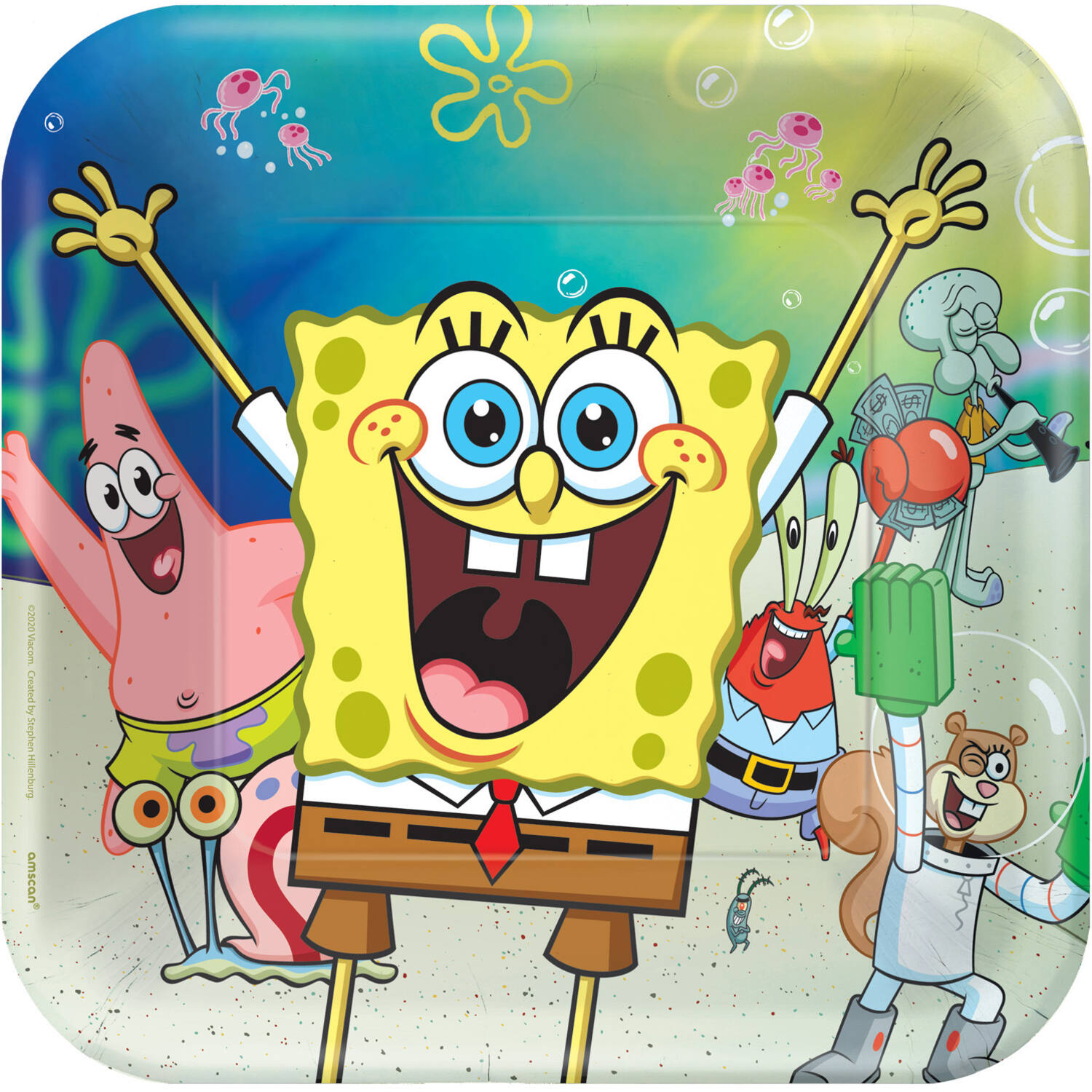 8 Plates SpongeBob Squared Paper 23 x 23 cm