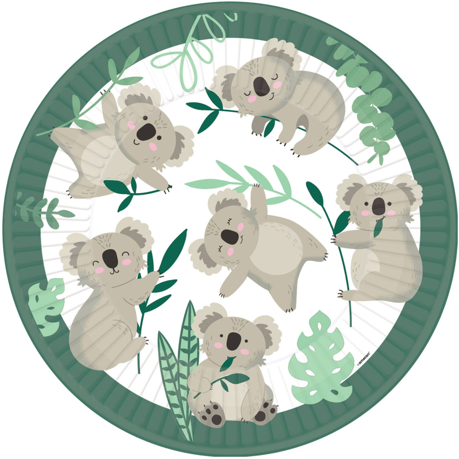 8 Plates Koala Round Paper 23 cm