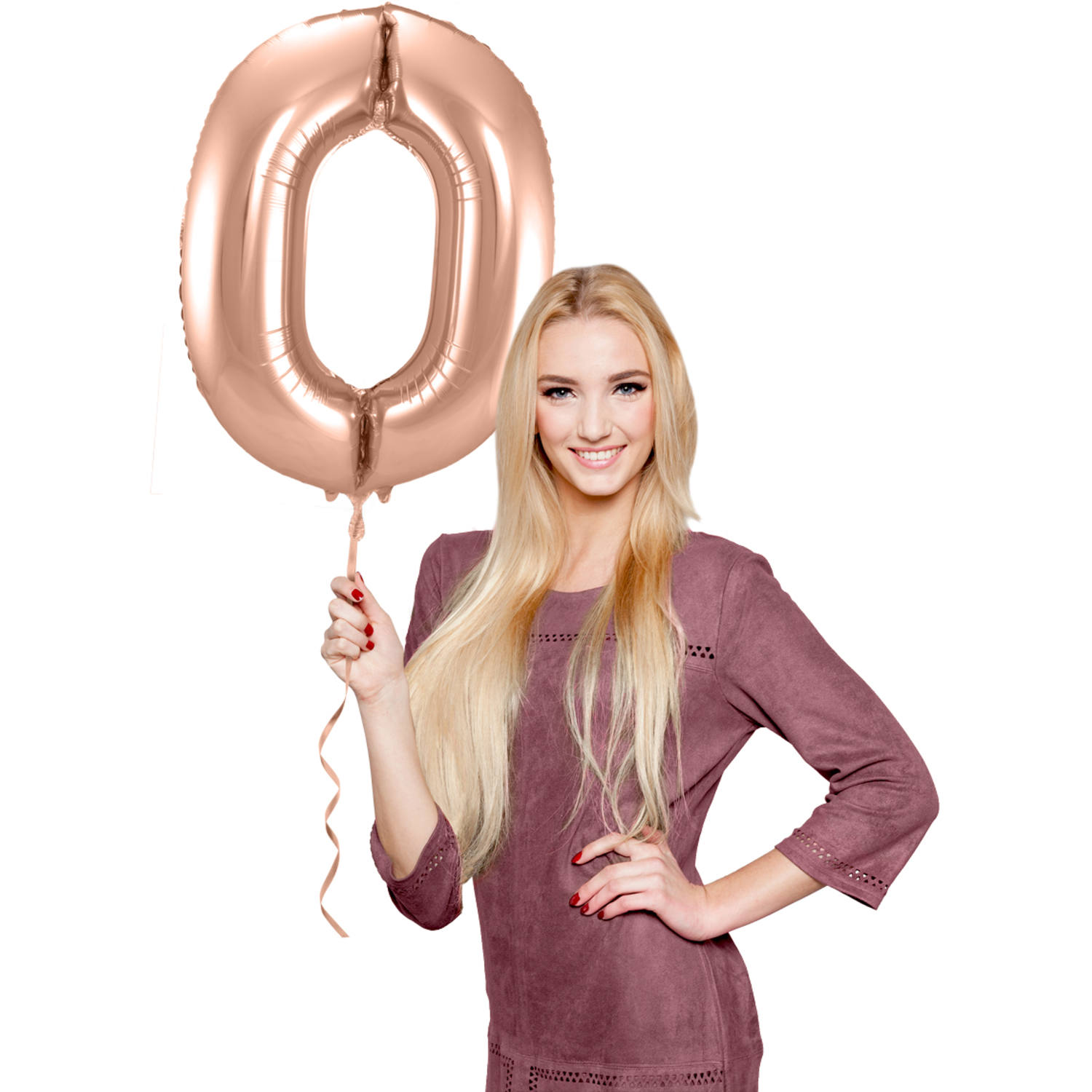 Foil Balloon Number 0 - Rose Gold - 86 cm