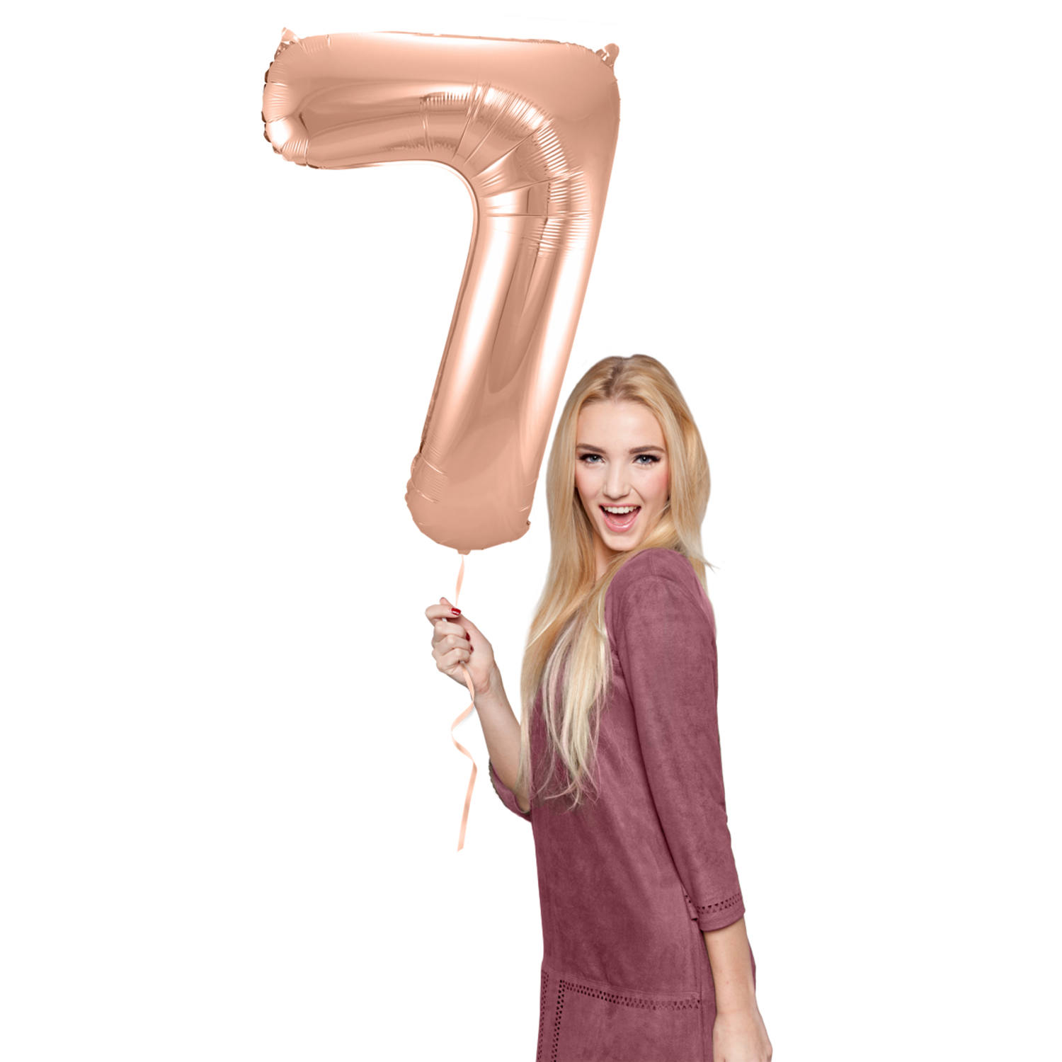 Foil Balloon Number 7 - Rose Gold - 86 cm