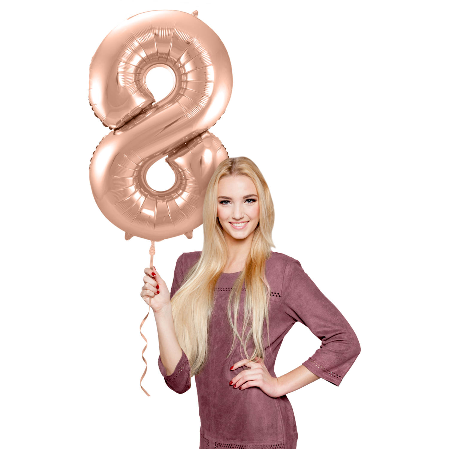 Foil Balloon Number 8 - Rose Gold - 86 cm